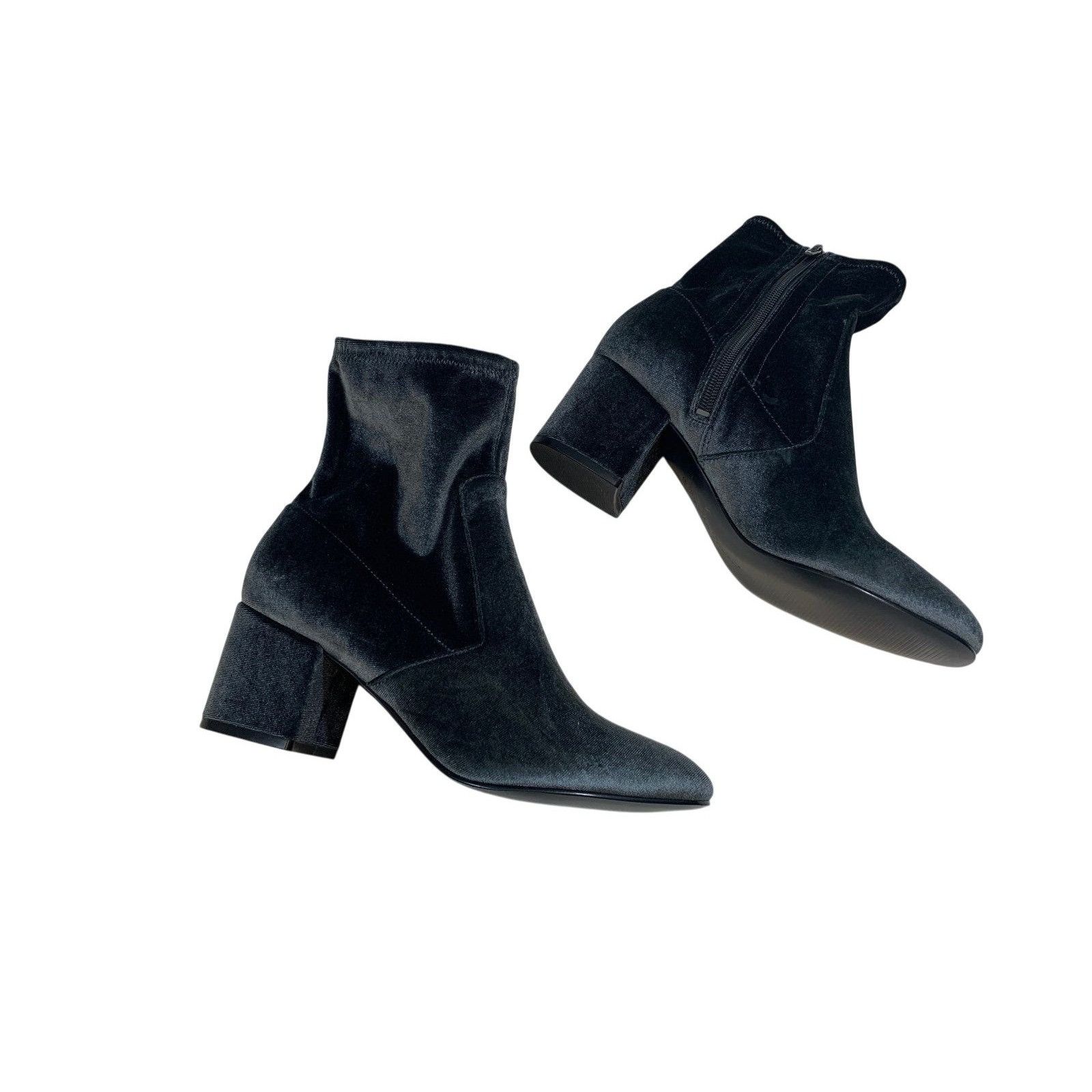 Other Ivanka Trump Velvet Ankle Boots Grey 8.5 2.5” Chunky Heel Si Size US 8.5 / IT 38.5 - 2 Thumbnail