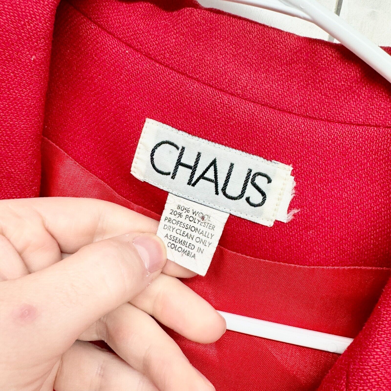 Vintage VTG Chaus Blazer XL Wool Single Button Red University Jacket Size XL / US 12-14 / IT 48-50 - 2 Thumbnail