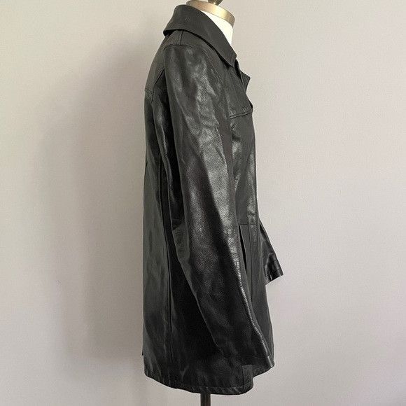 Roots Vintage Roots Black Leather Straight Cut Mid Length Car Coat Size S / US 4 / IT 40 - 6 Thumbnail