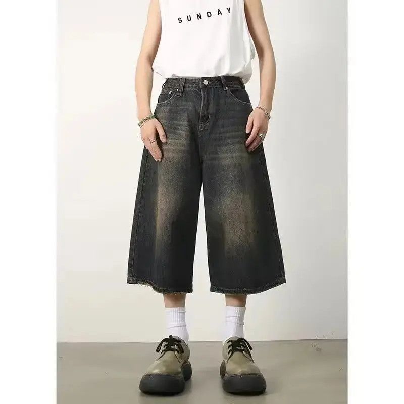Japanese Brand Retro loose straight leg wide leg denim shorts Size US 32 / EU 48 - 1 Thumbnail