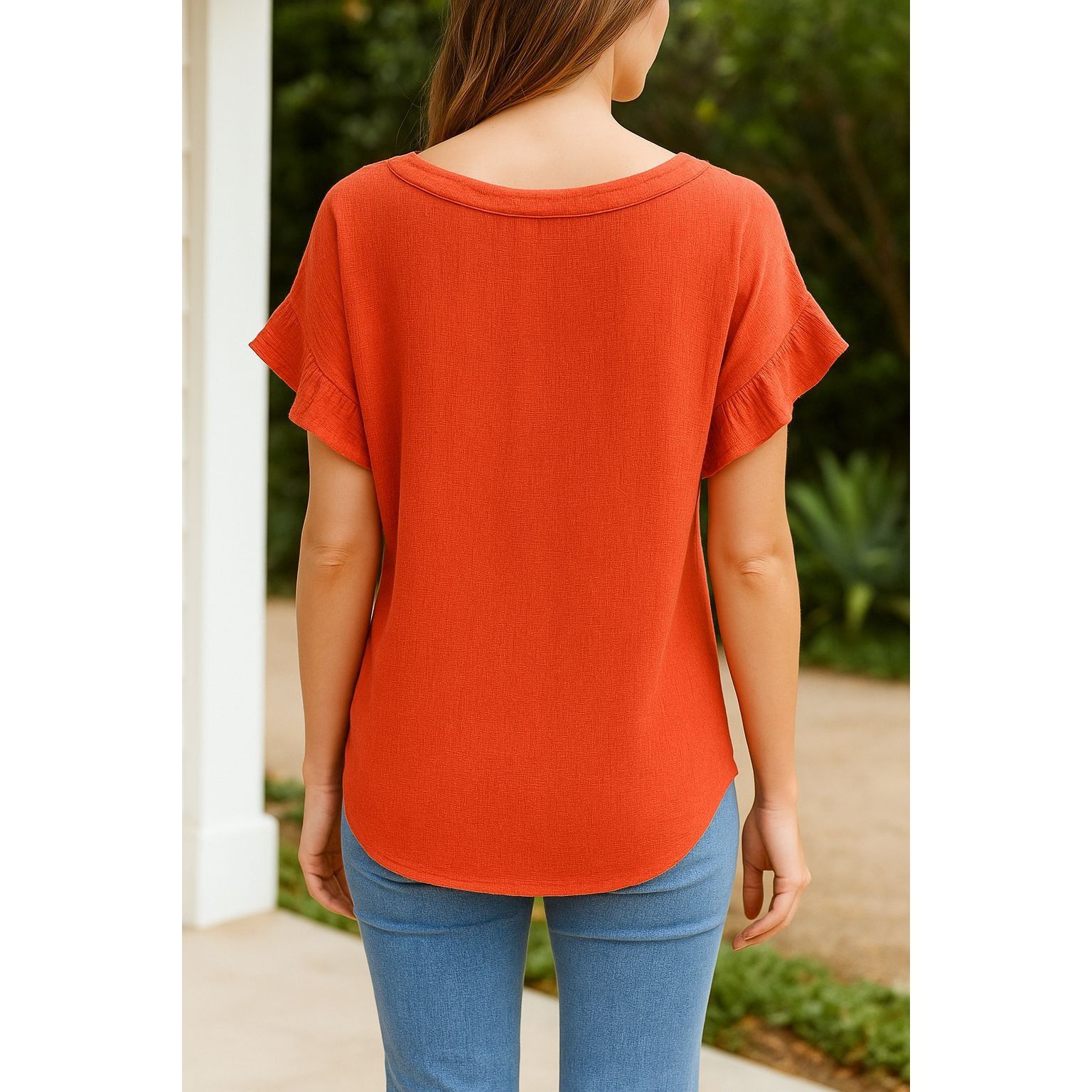 Other Adrienne Vittadini Coral Red Button Short Sleeve Tie Front C Size XL / US 12-14 / IT 48-50 - 4 Thumbnail