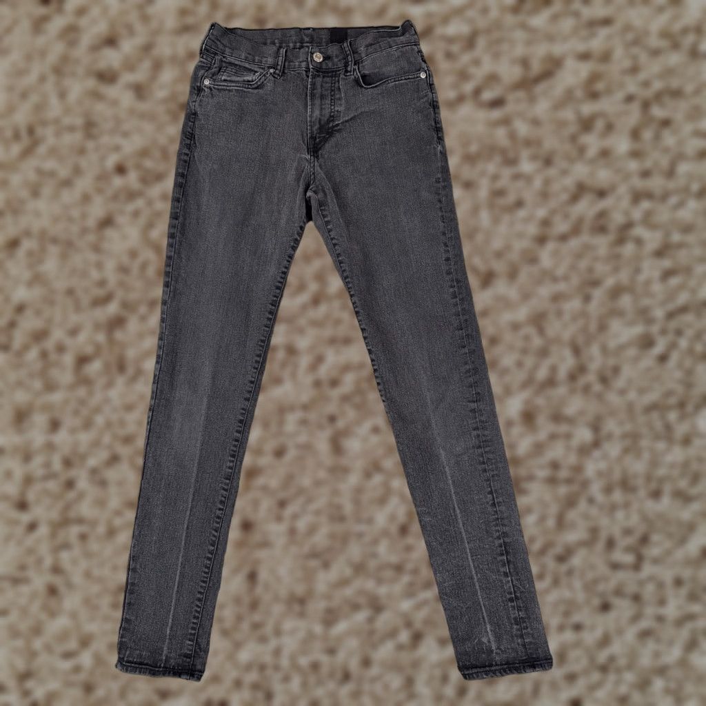 Denime &Denim Jeans Womens 28 Black Skinny Low Rise Stretch Denim Cotton Blend 26x29 5-Pocket Logo Embroidered Button Regular Womens Jeans Size 28" / US 6 / IT 42 - 1 Thumbnail