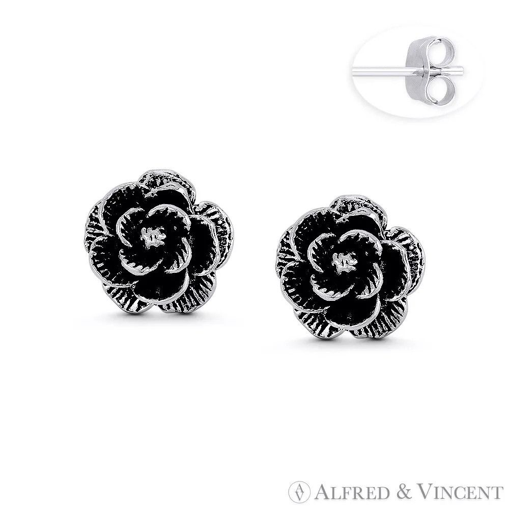 Other Rustic Rose Flower Love Charm 3D Stud Earrings Size ONE SIZE - 1 Preview