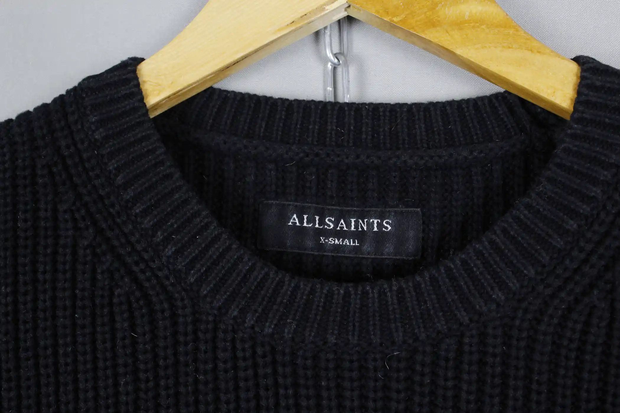 Allsaints All Saints Black Adan Crew Knit Ribbed Cotton Sweater Size US XS / EU 42 / 0 - 5 Thumbnail