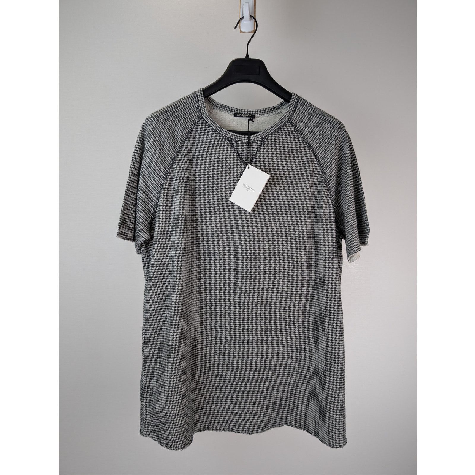 Balmain o1rshd1 Q.3 / Houndstooth Maglia Short Sleeve T-Shirt Grey Size US M / EU 48-50 / 2 - 2 Thumbnail