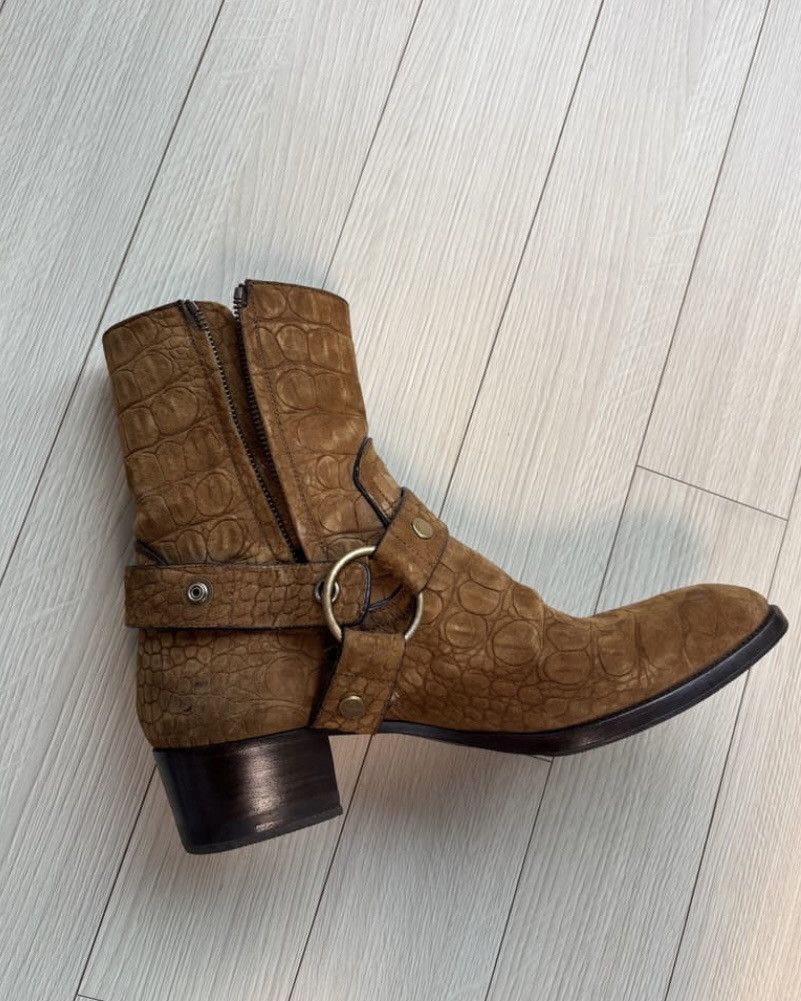 Saint Laurent Paris Wyatt Harness Crocodile Suede Boots Size US 8 / EU 41 - 5 Thumbnail