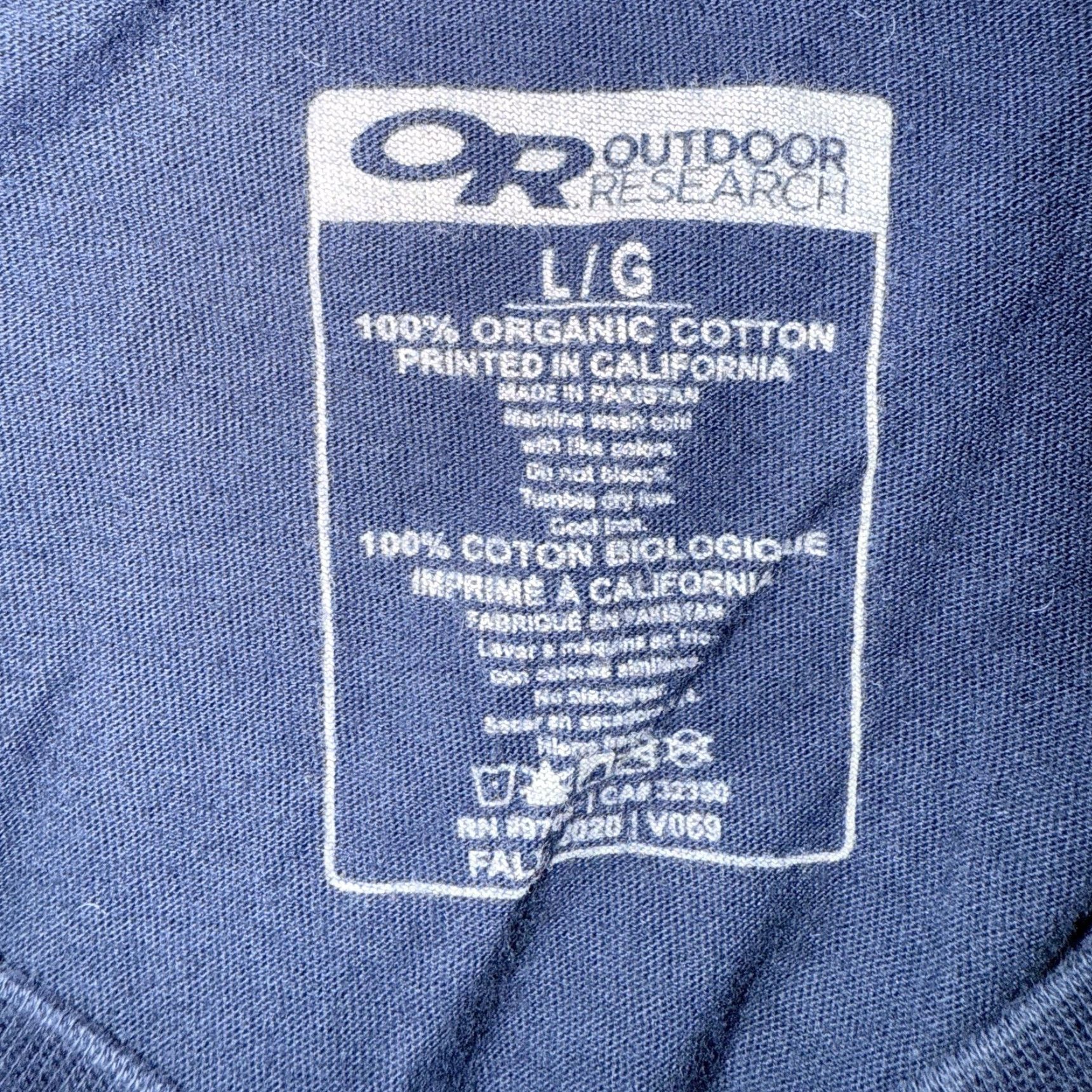 Outdoor Research Outdoor Research 100% Organic Cotton Blue V-Neck T-Shirt Men's Size L Size US L / EU 52-54 / 3 - 4 Thumbnail
