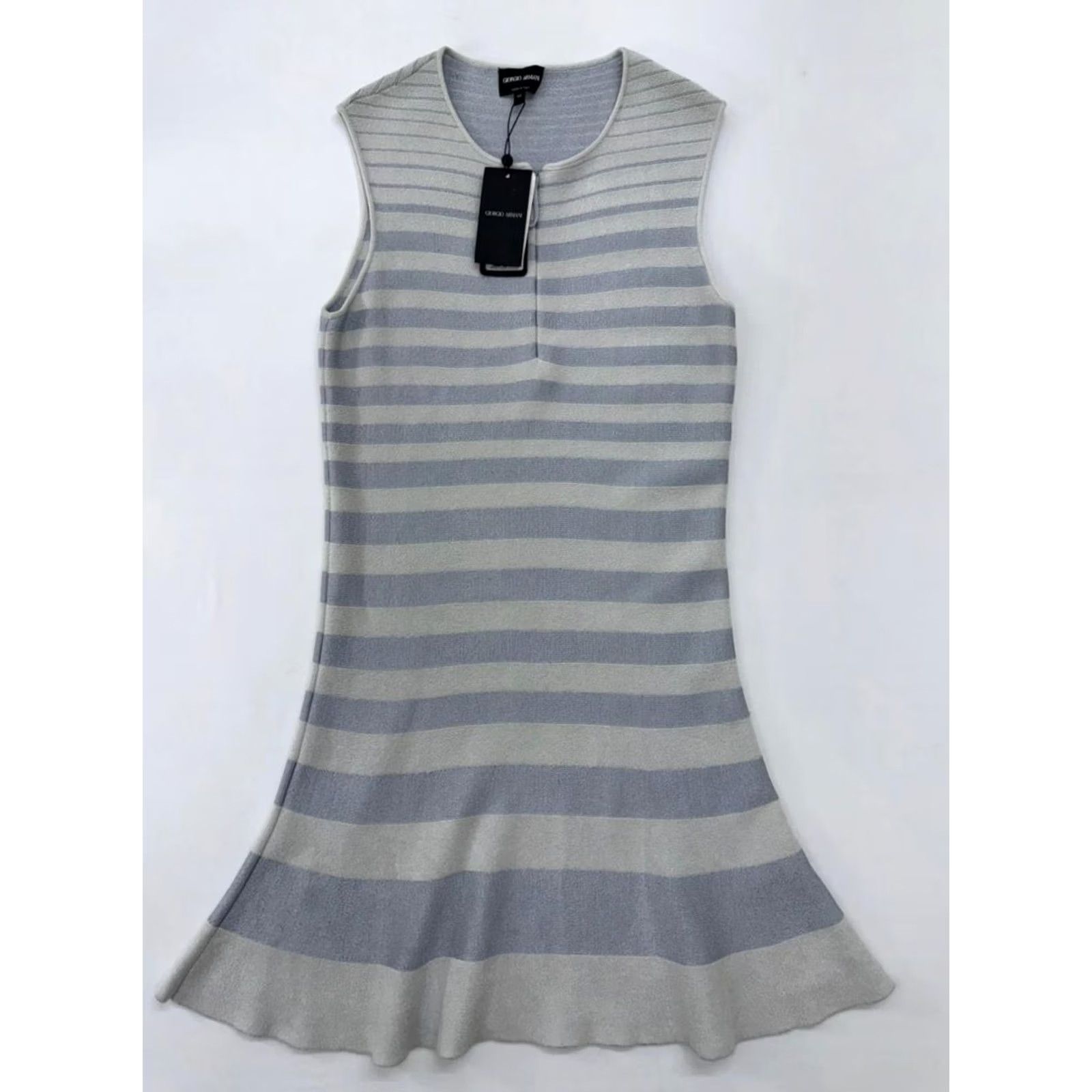 Giorgio Armani Giorgio Armani Women's Gray White Striped Sleeveless Dress 42 EU Size Dress Size M / US 6-8 / IT 42-44 - 2 Thumbnail