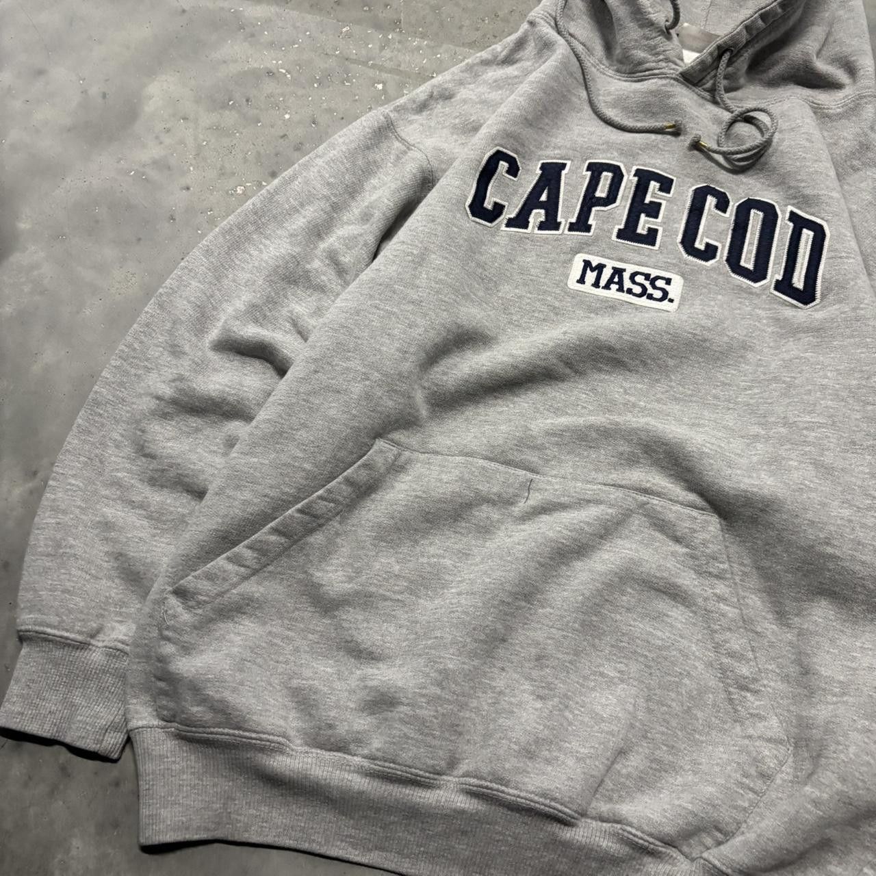 Japanese Brand × Vintage Crazy Vintage Y2K/2000s Grey Cape Cop Spellout Streetwear Hoodie! Size US L / EU 52-54 / 3 - 3 Thumbnail