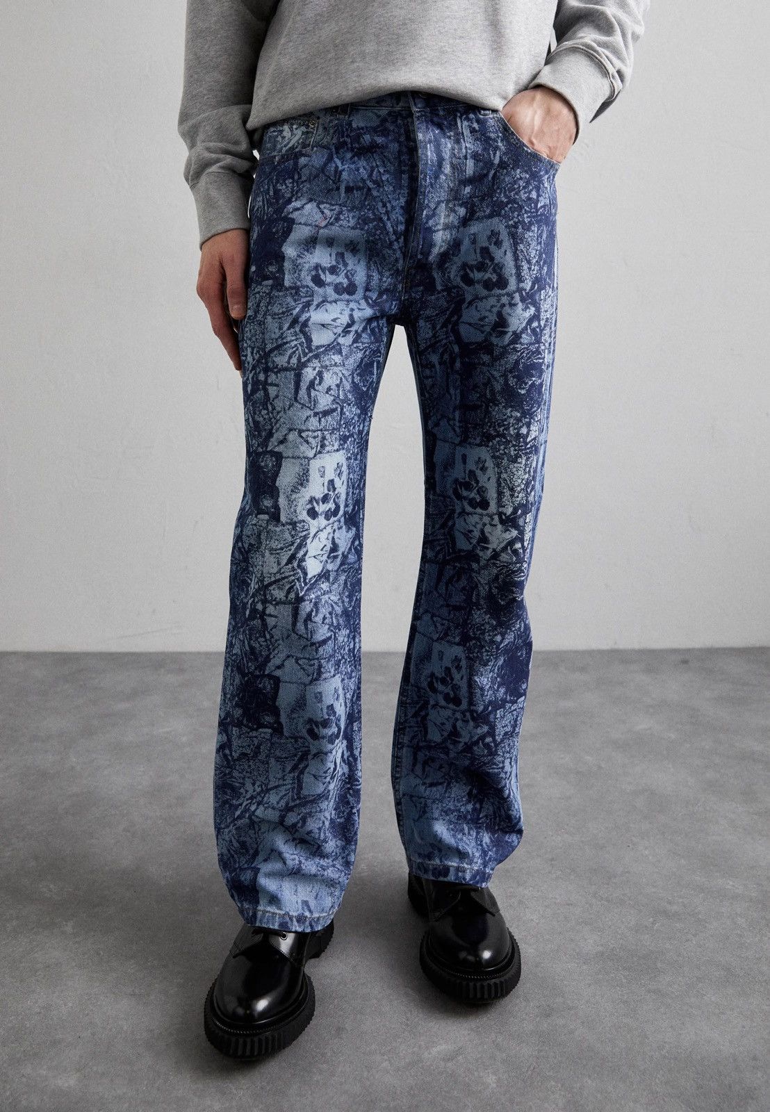 Wood Wood !DS! SS24 Wood Wood Paulo Loose Leg Floral Wash Denim Pants Size US 32 / EU 48 - 1 Thumbnail