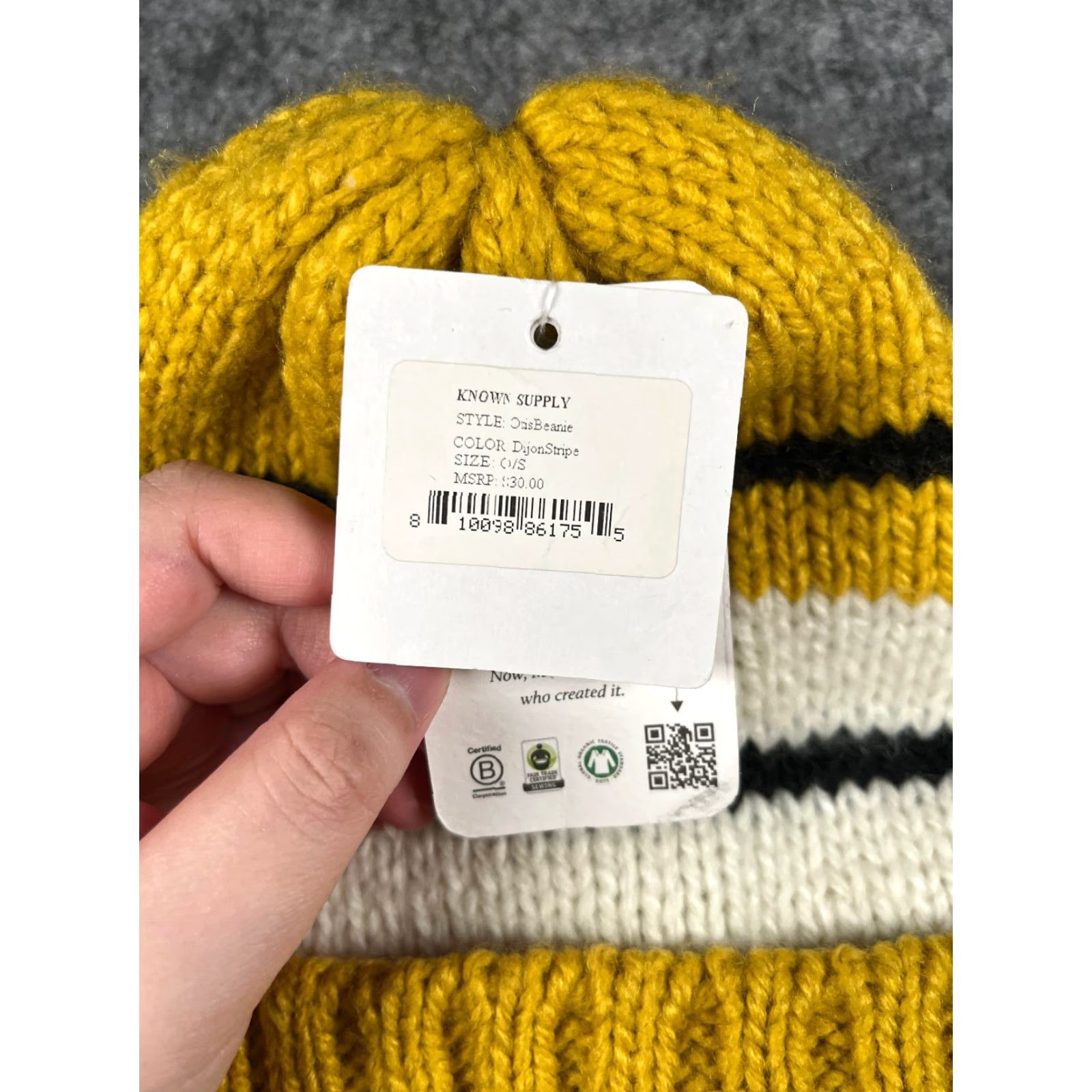 Vintage Known Supply Beanie Toque One Size Adult Yellow White Black Stripe Acrylic NEW Size ONE SIZE - 5 Thumbnail