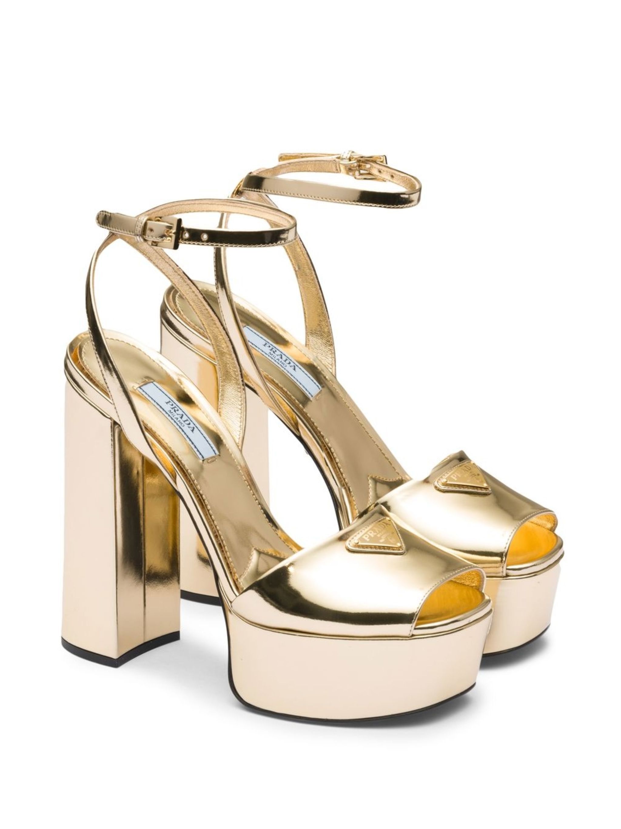 Prada o1w1db11124 Gold Tone Plateau Platform Sandals in Gold Size US 8 / IT 38 - 2 Thumbnail