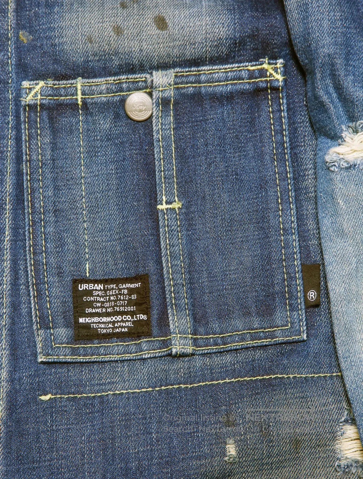 Neighborhood Distressed Blue Denim Jacket Size M. Size US M / EU 48-50 / 2 - 4 Thumbnail