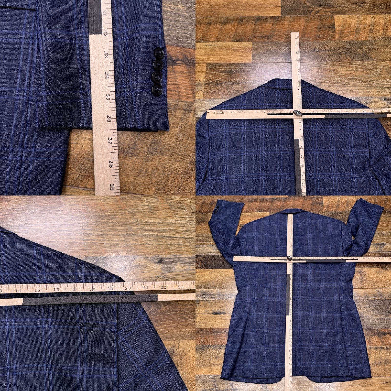 Jos. A. Bank Jos A Bank Traveler Suit Jacket 44 Long Navy Plaid Wool Blazer Wool Blazer Men Regular Long Notch Classic Two-Button Double-Vented Formal Business Size 44R - 9 Thumbnail