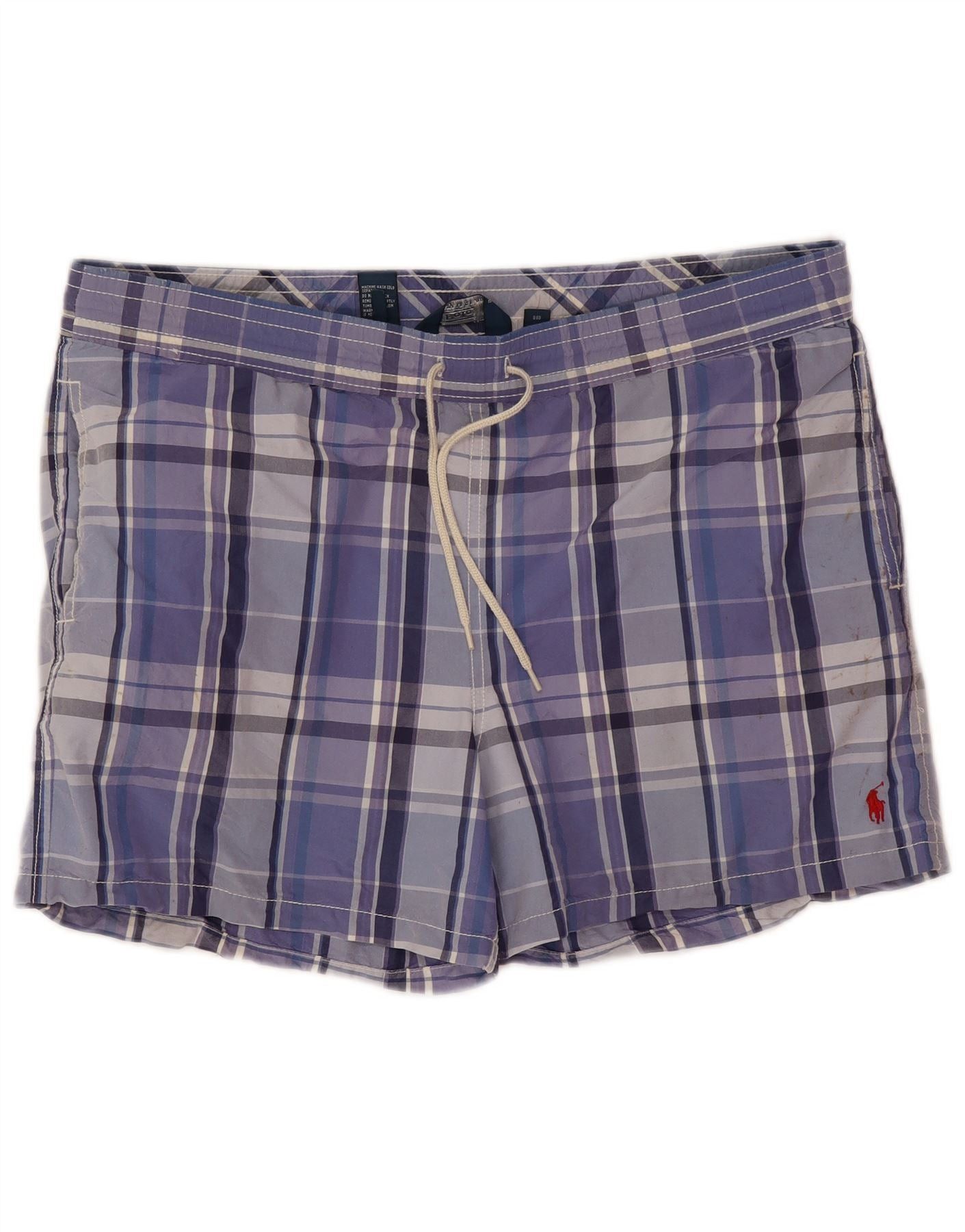Polo Ralph Lauren Mens Swimming Shorts Medium Blue Check Polyester Size US 32 / EU 48 - 1 Thumbnail