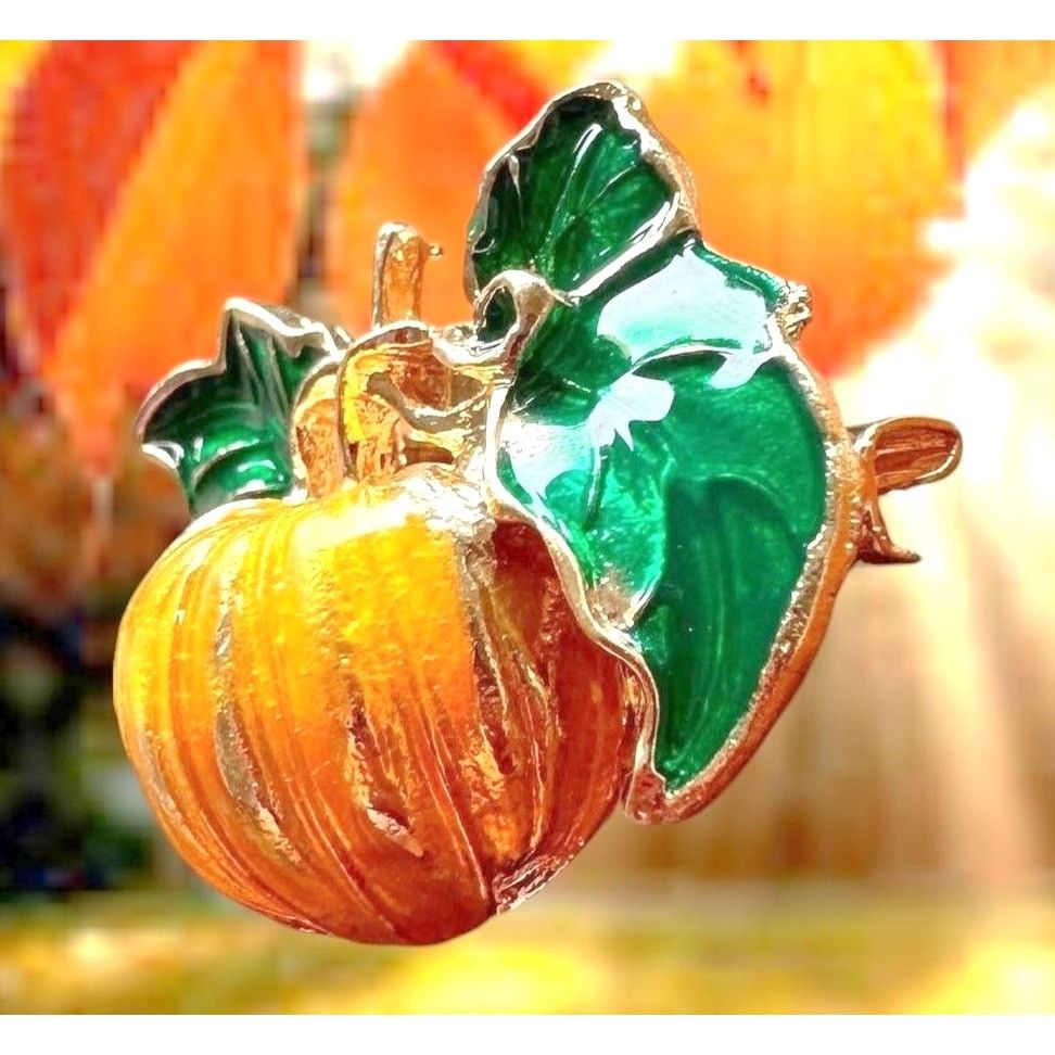 Handmade Pumpkin Brooch Pin New Fall Leaves Thanksgiving Bountiful Ha Size ONE SIZE - 5 Thumbnail
