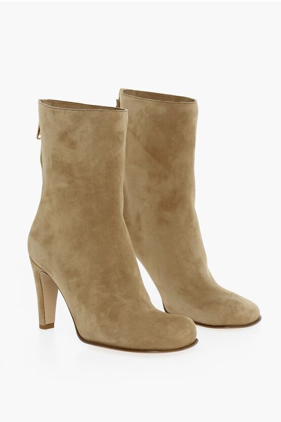 Suede Ankle Boots with Square Toe