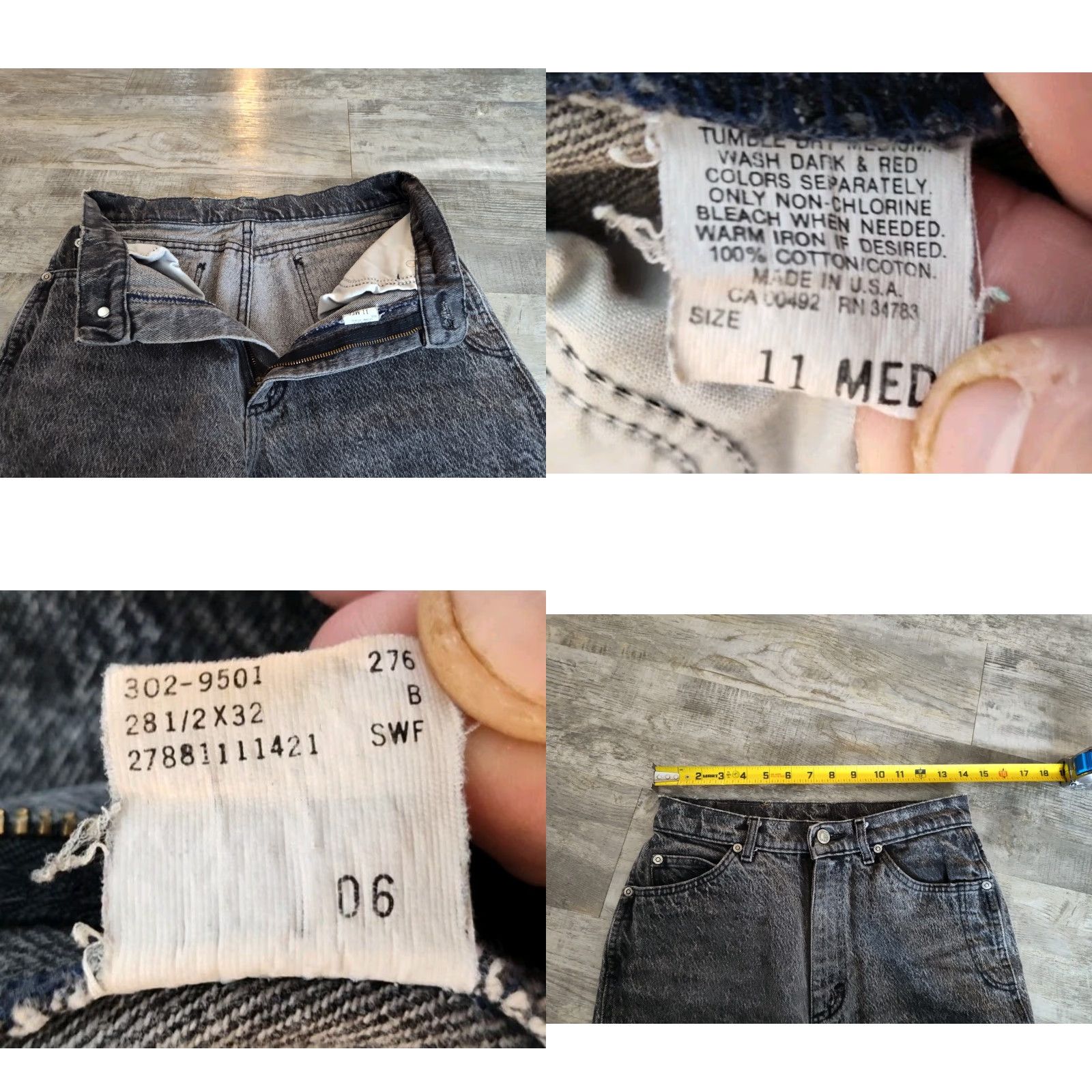 Lee VINTAGE Lee Riders M.R. Lee Rider Jeans Womens 28x30 High Waist 80s Acid Wash Black 11 USA Mens? Size 32" / US 10 / IT 46 - 8 Thumbnail