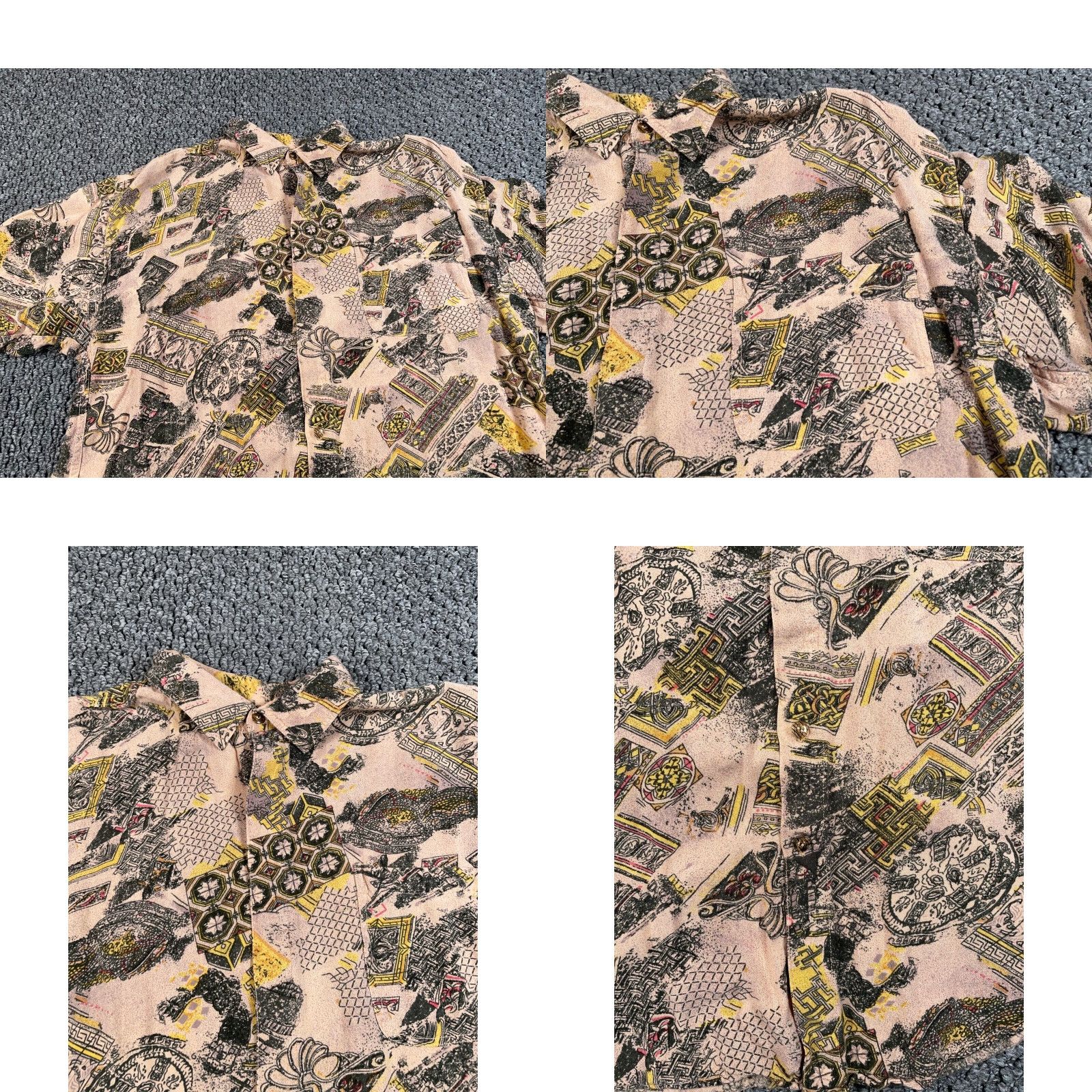 Vintage VINTAGE Men's XL Beige Abstract Pattern Shirt 90s Boho Hippie Retro Rayon Button-Up Casual Size US XL / EU 56 / 4 - 8 Thumbnail