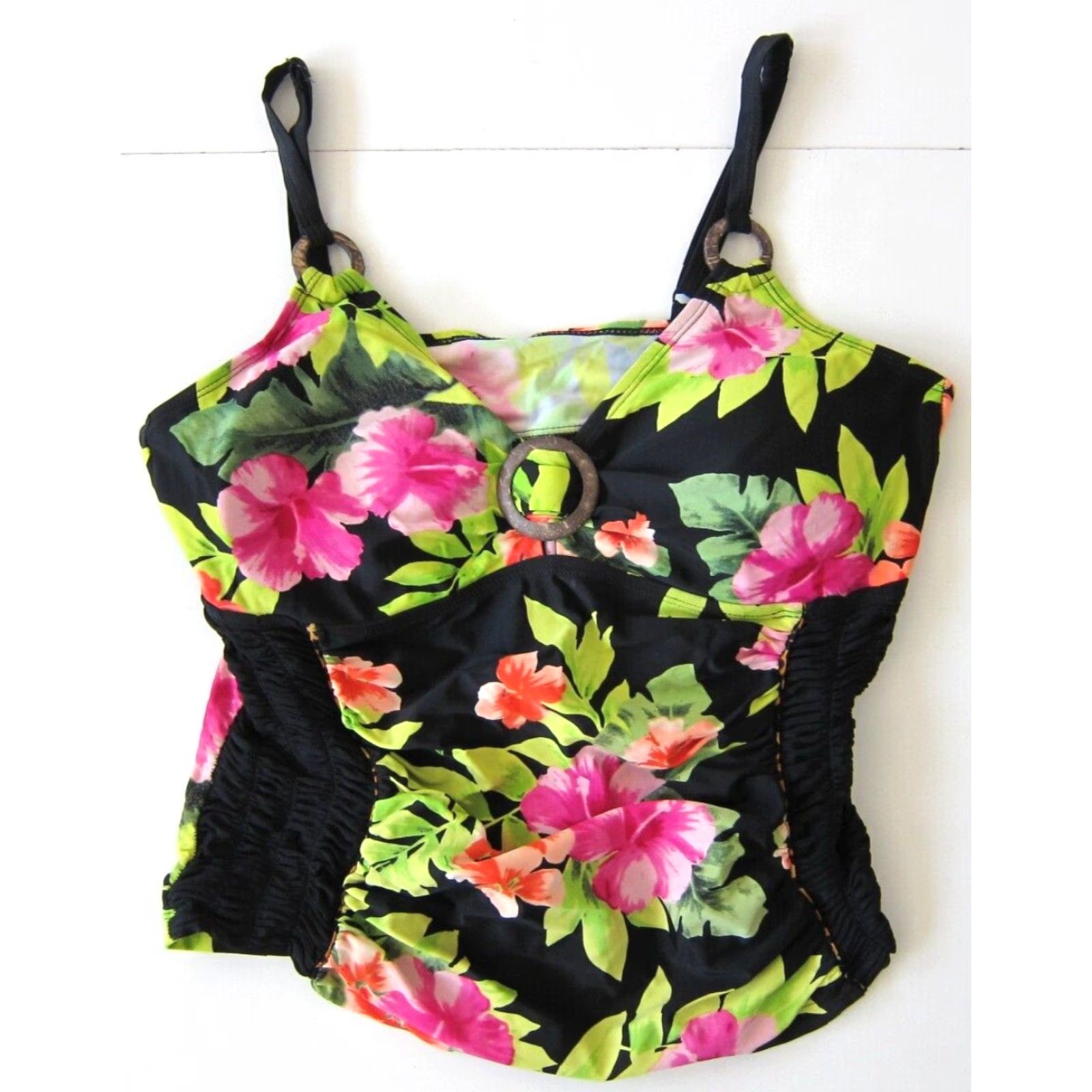 Swims Chuck Handy Swim Tankini Top Built In Bra Floral Black 14 Womens Swimsuit Tankini Top 14 Black Floral Built In Bra Swim Top 14 Womens Size XL / US 12-14 / IT 48-50 - 2 Thumbnail