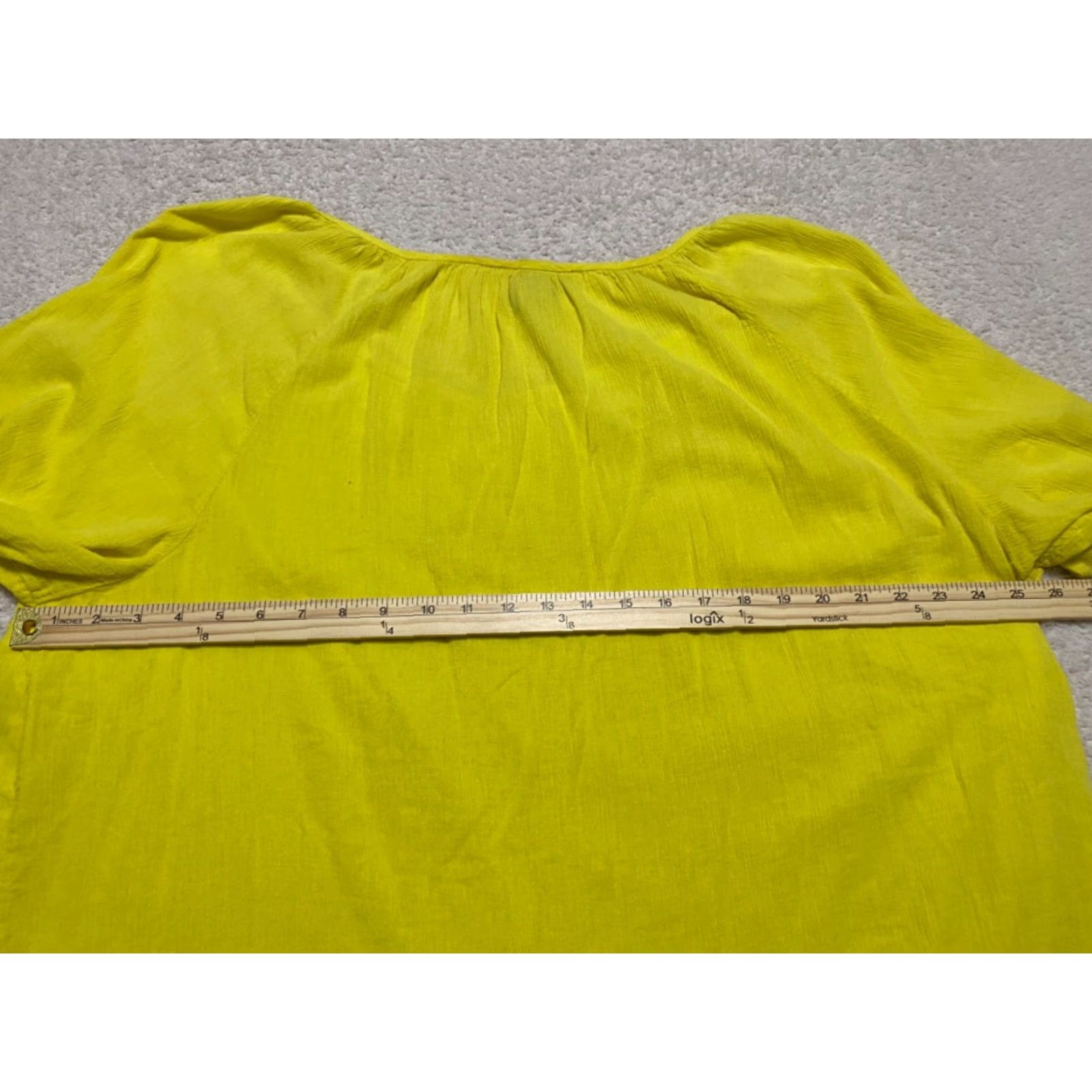 Vintage Catherines Women 1X Shirt Solid Yellow Short Sleeve V-Neck 100% Cotton Size XL / US 12-14 / IT 48-50 - 7 Thumbnail