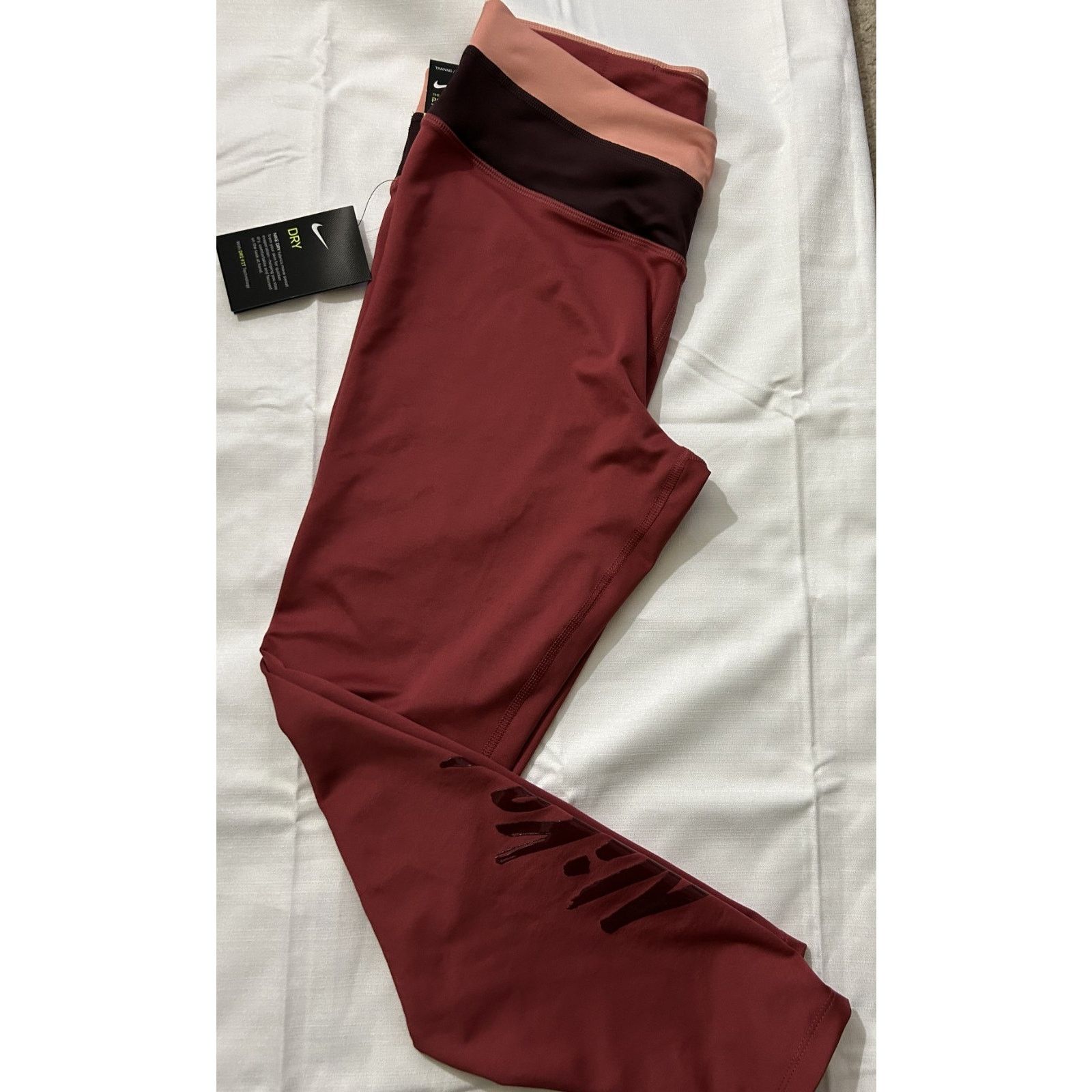 Nike NWT-Womens Nike Pro-Dri Fit Maroon Leggings Size XL Size 36" / US 14 / IT 50 - 1 Thumbnail