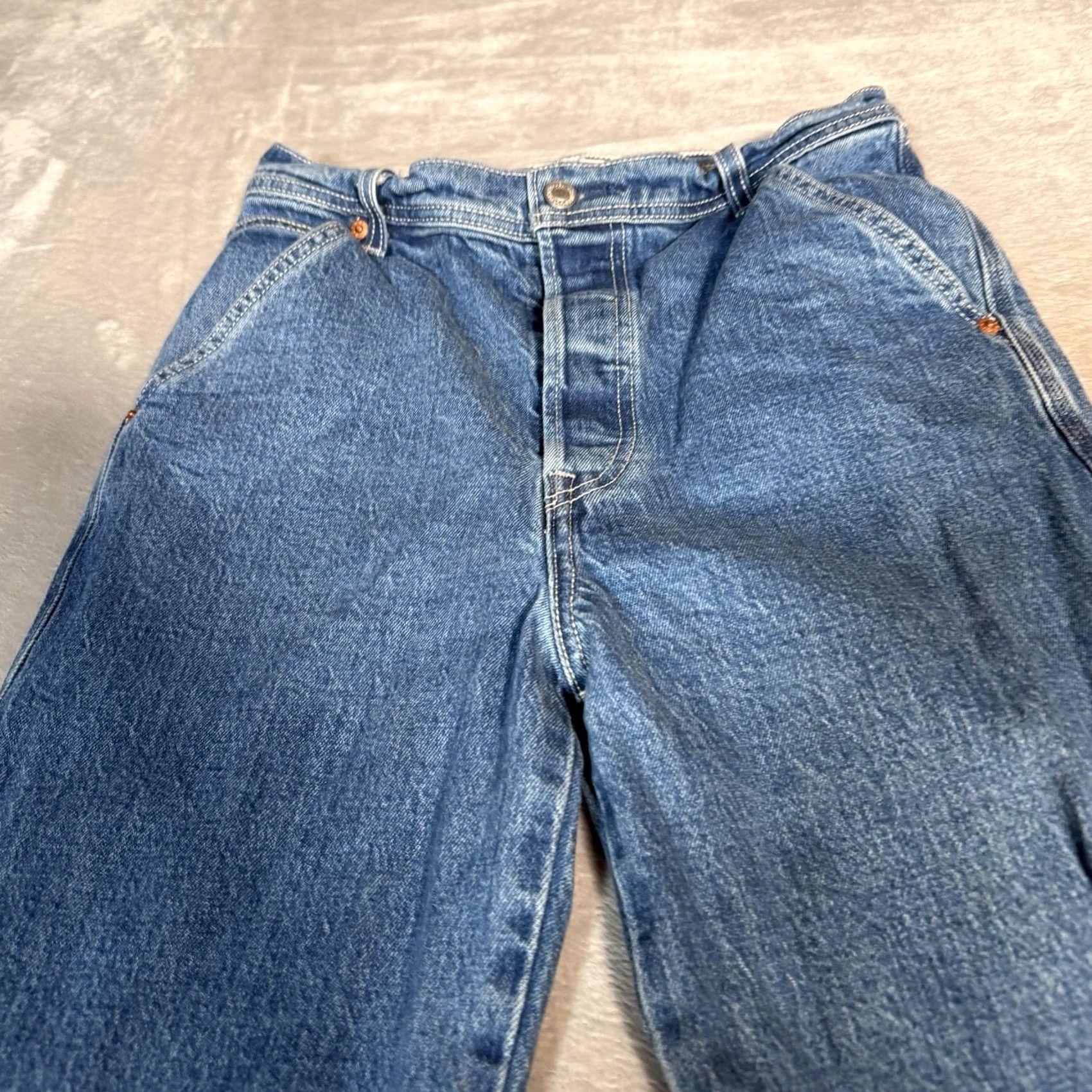 Levi's VINTAGE? Levis Jeans Womens 28 Blue Ribcage Straight Carpenter High Rise Utility Premium Knit? (No) Size 28" / US 6 / IT 42 - 3 Thumbnail
