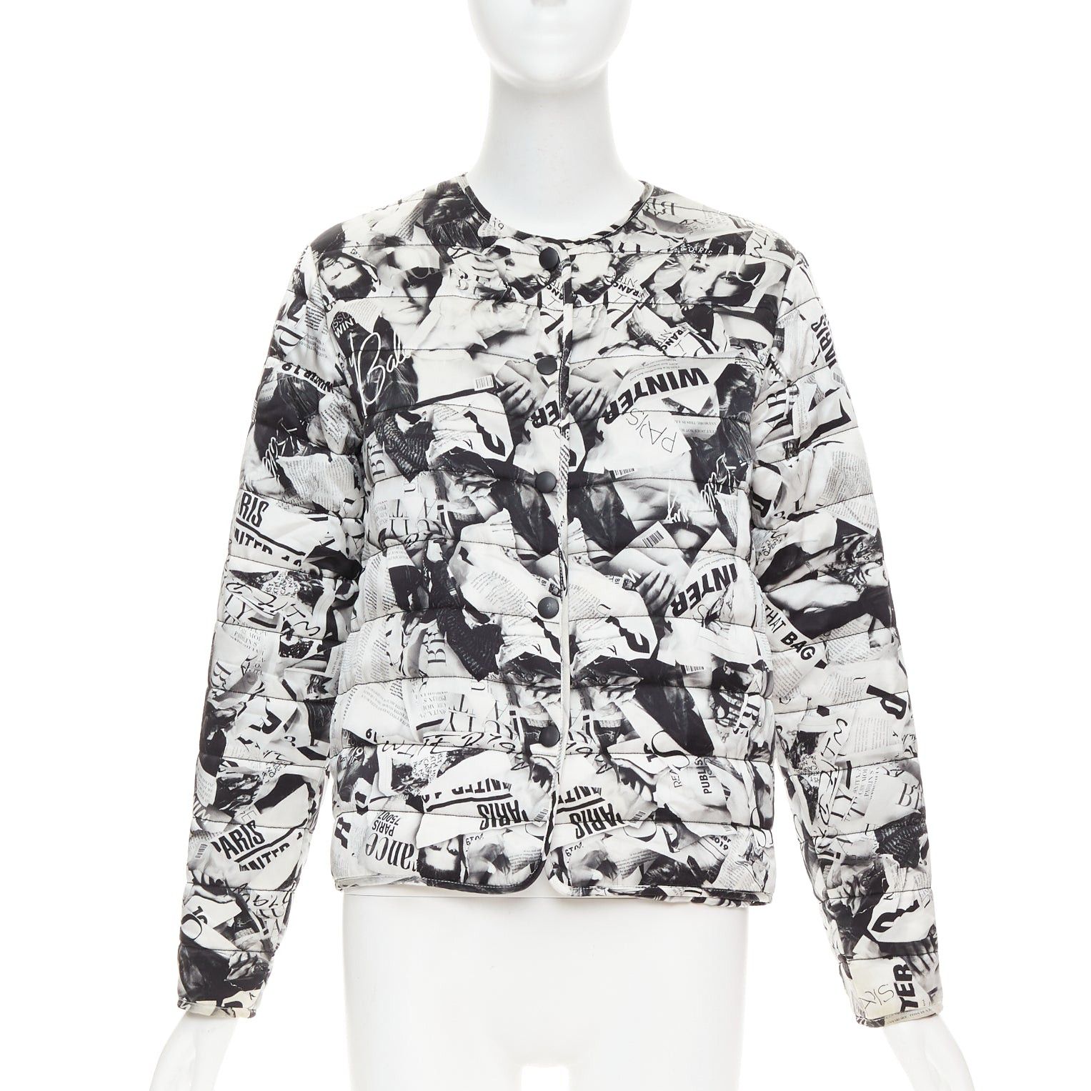 Balenciaga BALENCIAGA Demna 2019 black white magazine tabloid print padded coat FR34 XS Size XS / US 0-2 / IT 36-38 - 1 Thumbnail