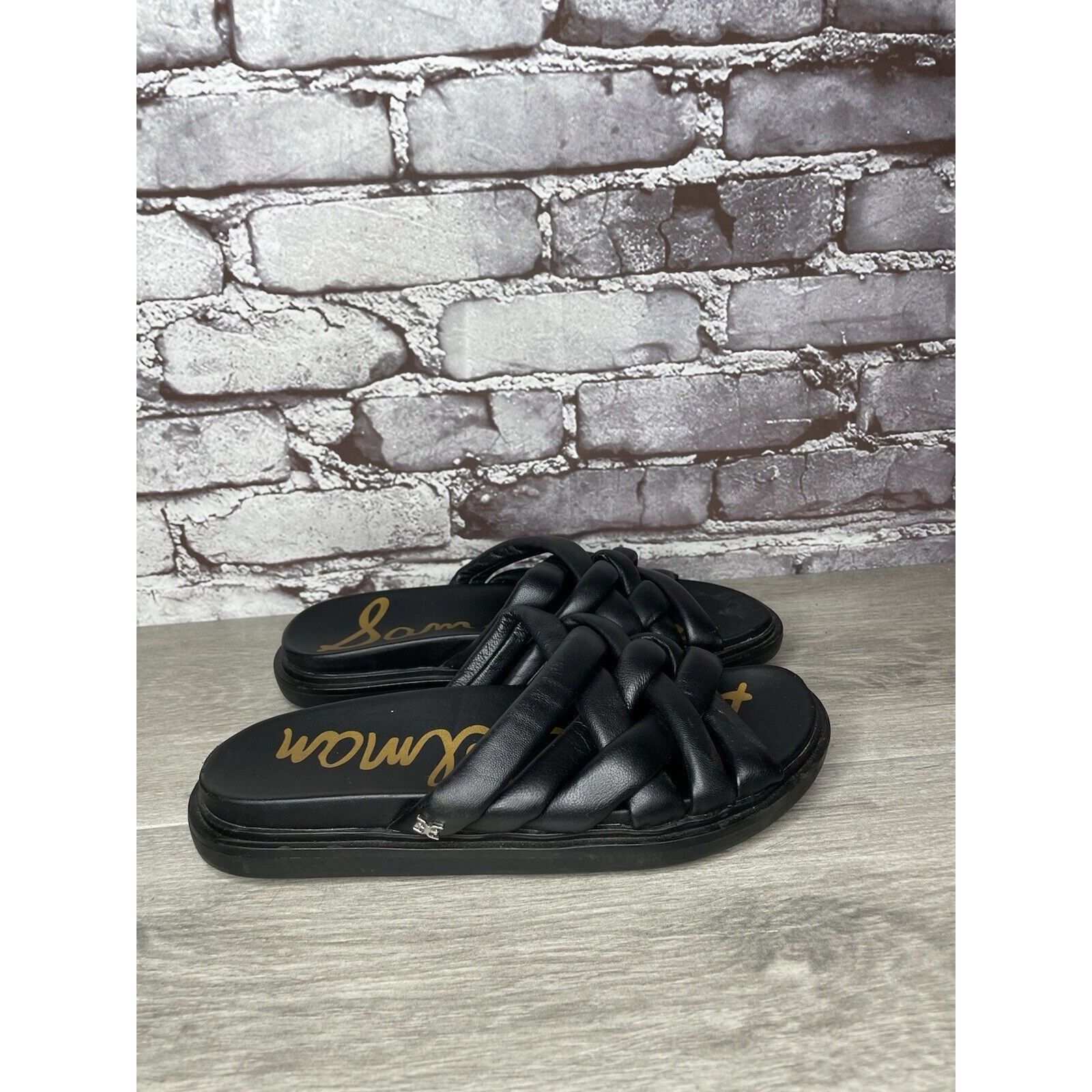 Sam Edelman Sam Edelman Vaugn Black Leather Braid Casual Slides Sandals Size US 6.5 / IT 36.5 - 17 Thumbnail
