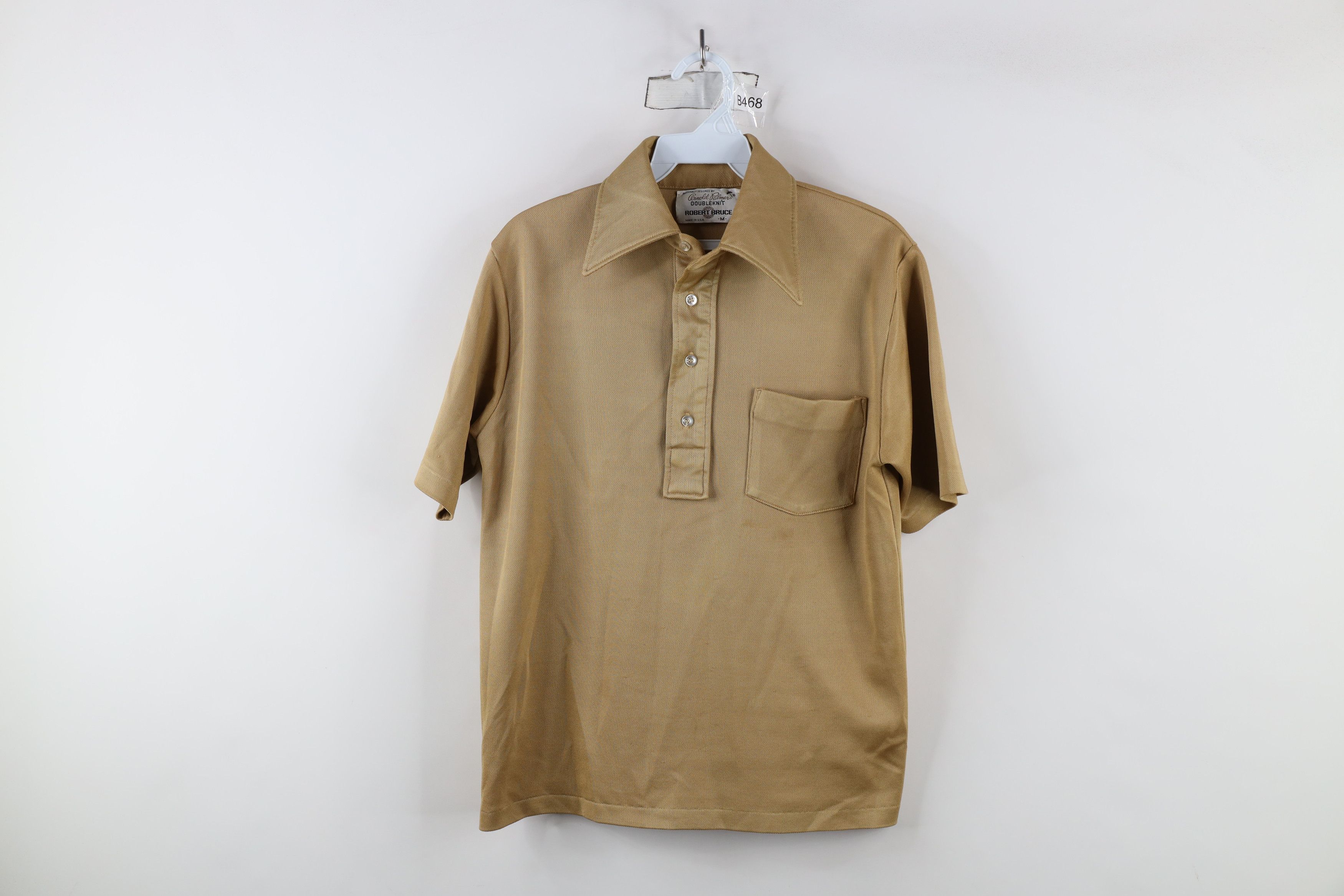 Vintage Vintage 60s 70s Streetwear Knit Collared Polo Shirt Gold USA Size US M / EU 48-50 / 2 - 1 Thumbnail