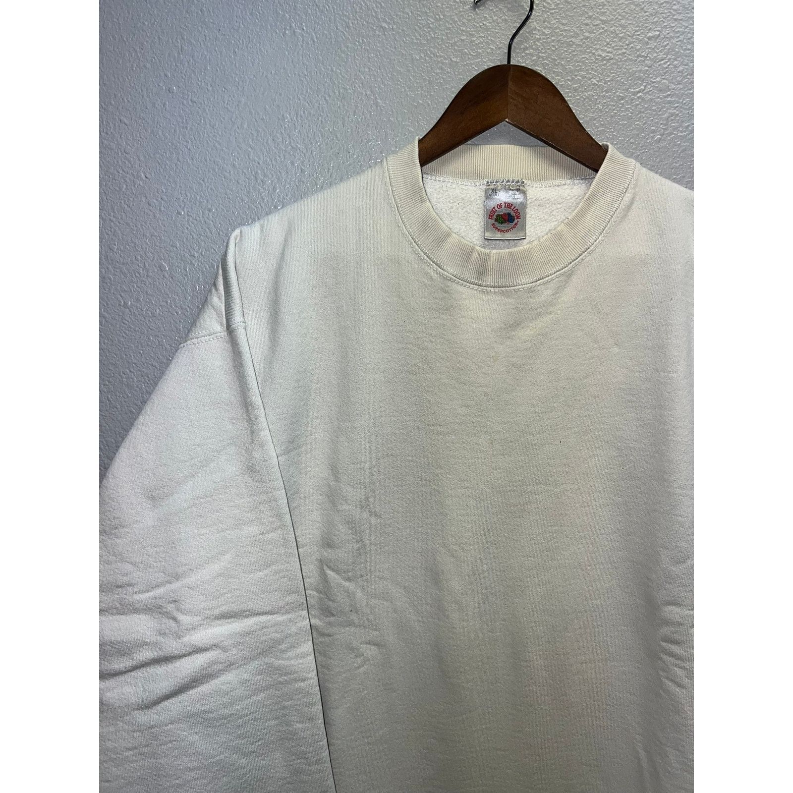 Vintage Vintage White Cream Blank Sweatshirt Crewneck FOTL 90s XL Size US XL / EU 56 / 4 - 2 Thumbnail