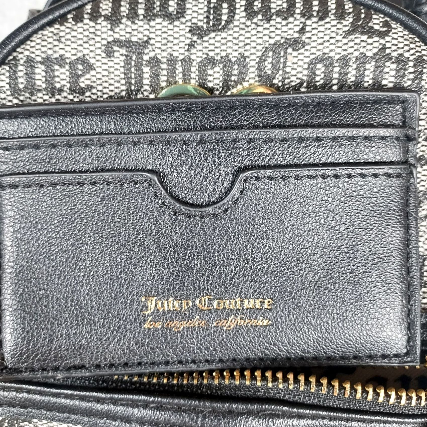 Juicy Couture Juicy Couture Mini Backpack Black Gray Logo Print Designer Purse Backpack Women Small Zip Closure Adjustable Strap Gold-Plated Hardware Size ONE SIZE - 4 Thumbnail
