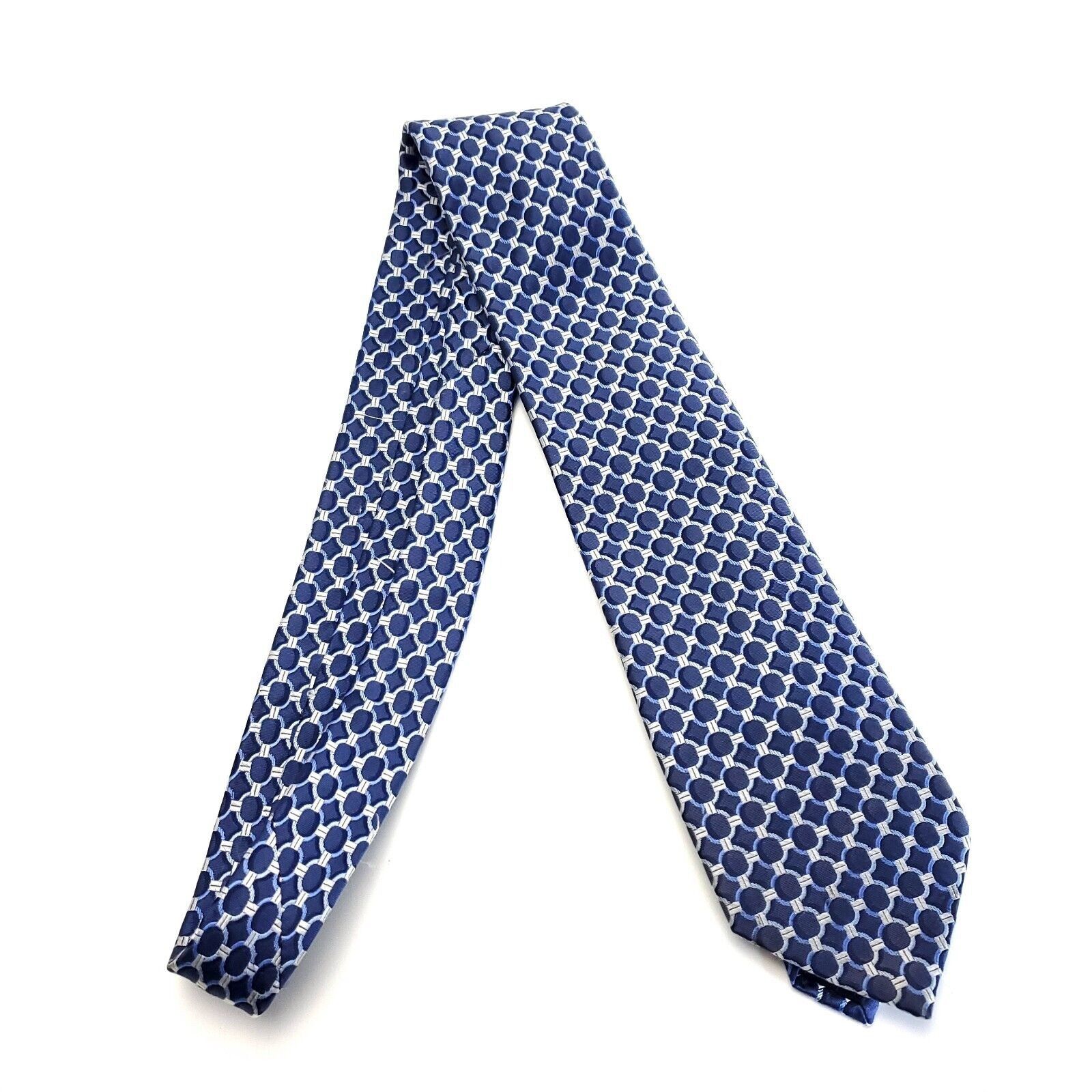 Michael Kors Michael Kors Blue Tan Woven Geometric Silk Tie Size ONE SIZE - 6 Thumbnail