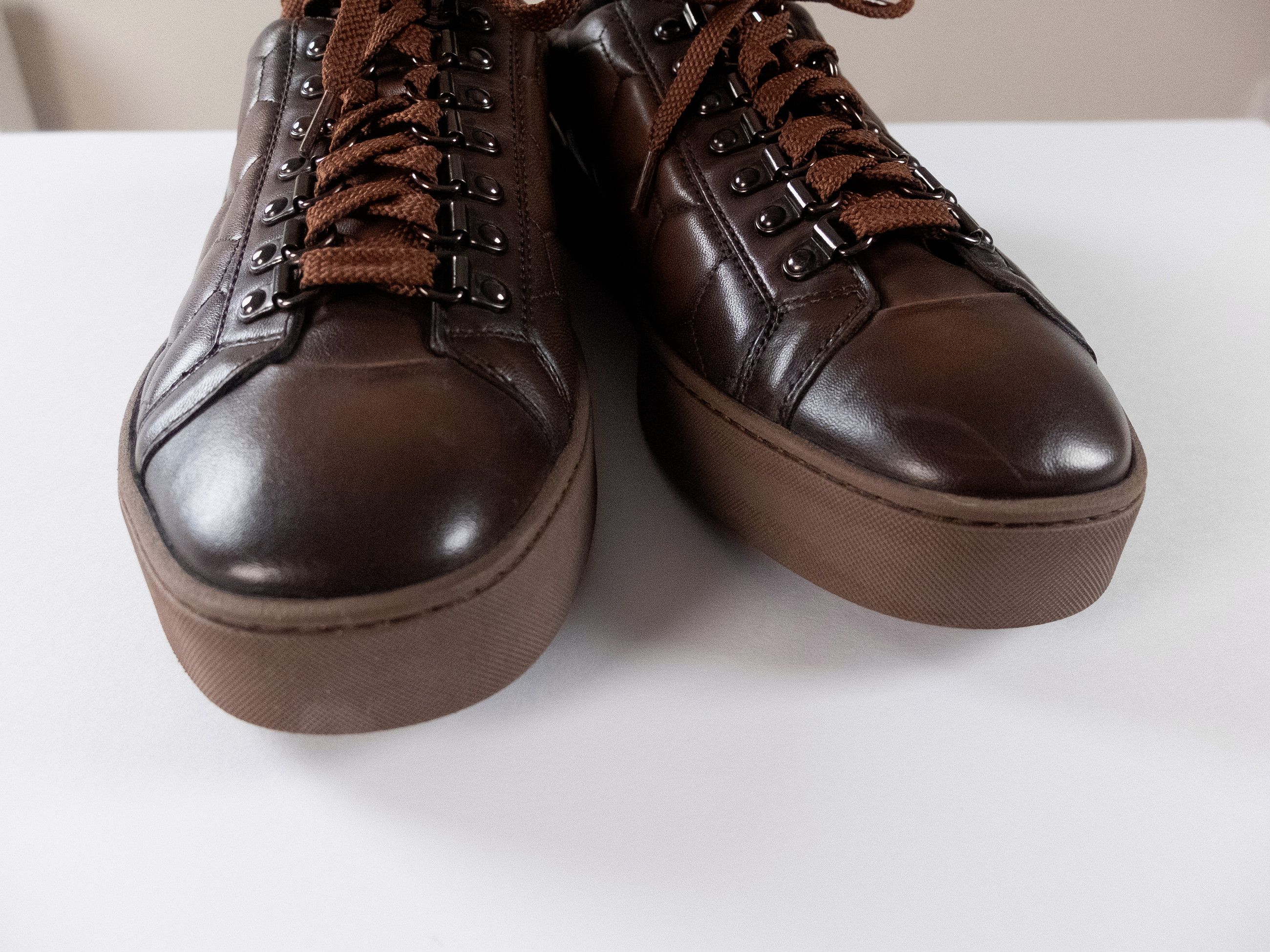 Santoni SANTONI brown quilted low top leather sneakers 10 43 Size US 10 / EU 43 - 3 Thumbnail