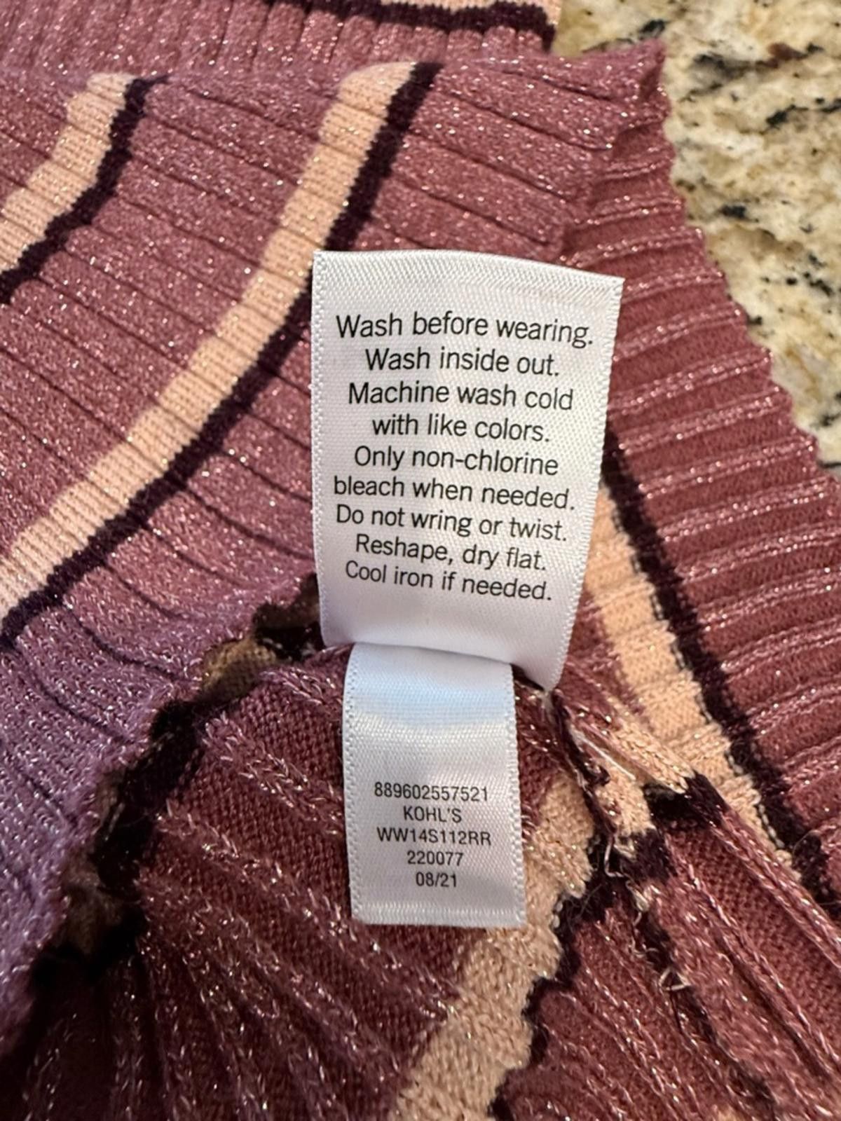 Nine West Nine West metallic stripe V neck sweater pink brown tan SZ M Size M / US 6-8 / IT 42-44 - 8 Thumbnail