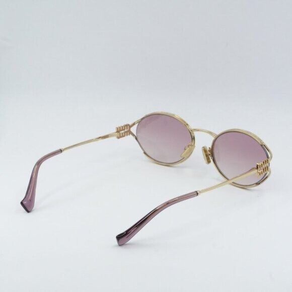 Miu Miu Miu Miu MU52YS 5AK06S Sunglasses Gold Oval Frame Size ONE SIZE - 12 Thumbnail