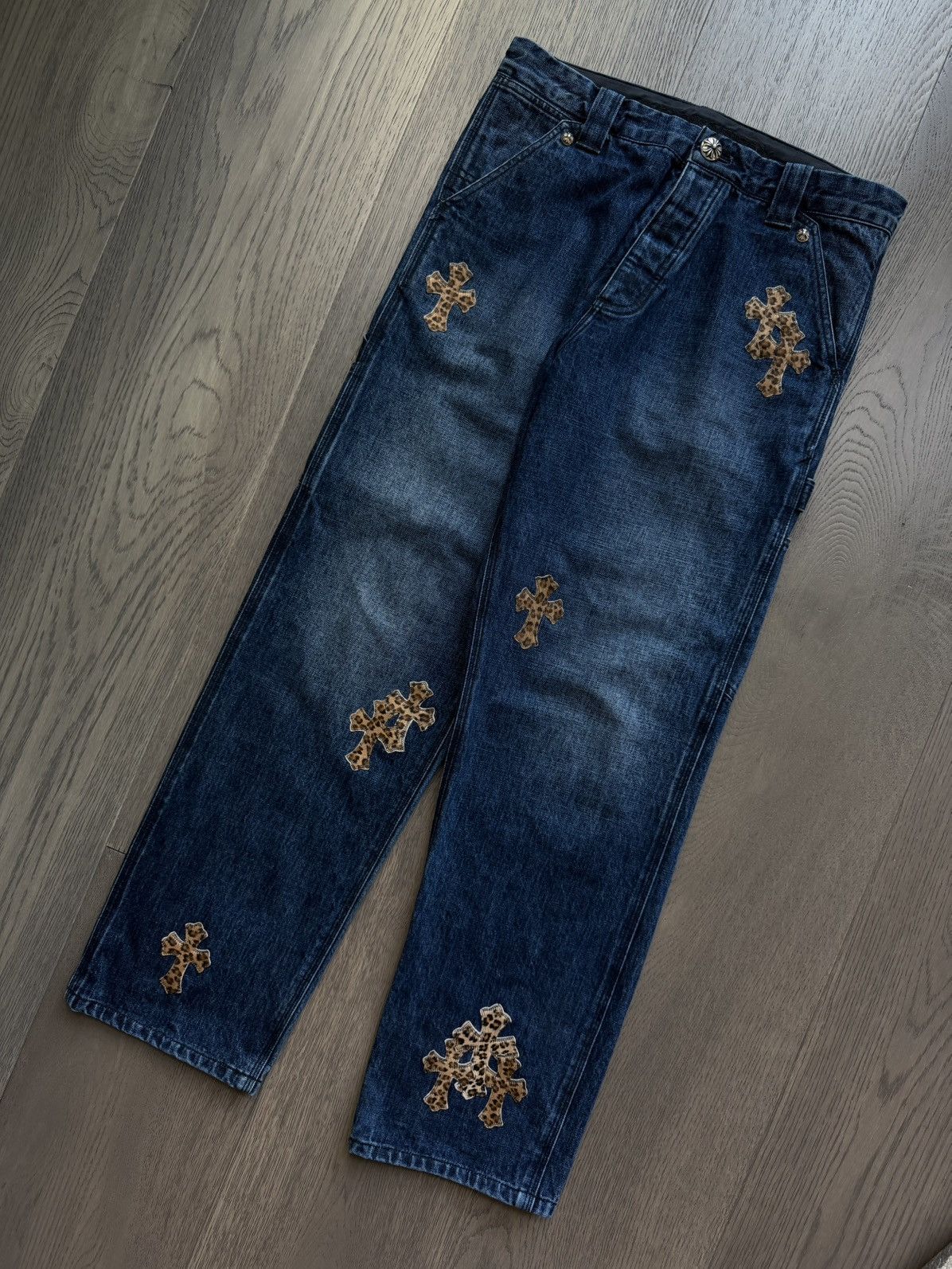 Chrome Hearts Chrome Hearts Turbo Diesel Cheetah Cross Patch Blue Jeans Size US 32 / EU 48 - 2 Thumbnail