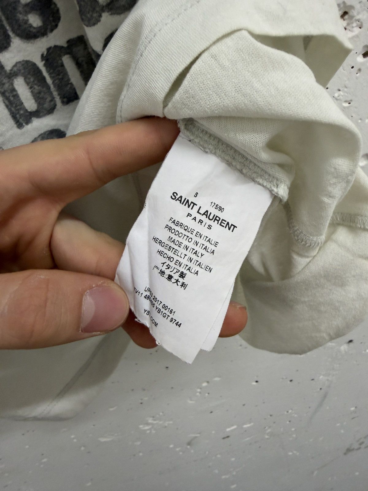 Saint Laurent Paris Saint Laurent Paris Poem Distressed T-Shirt Size US S / EU 44-46 / 1 - 7 Thumbnail