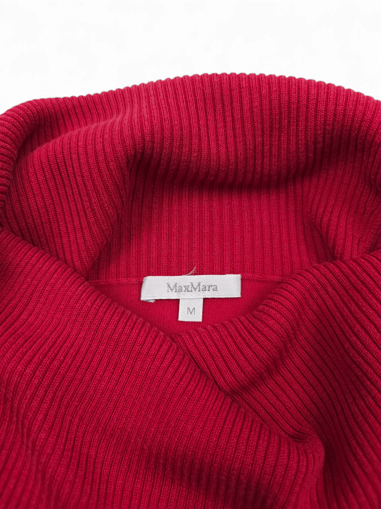 Max Mara 💎 Max Mara Silk Red Cowl Neck Knitted Sweatshirt Sweater Size M / US 6-8 / IT 42-44 - 4 Thumbnail