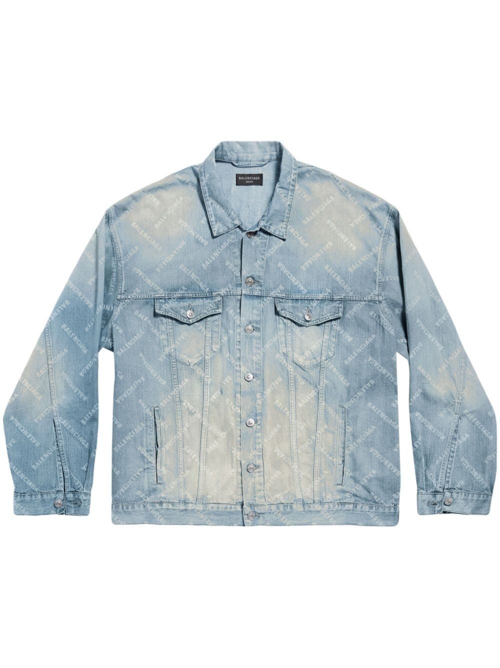 Balenciaga o1bcso1str0625 Bal Diagonal Allover Oversized Jacket in Blue Size US L / EU 52-54 / 3 - 1 Thumbnail