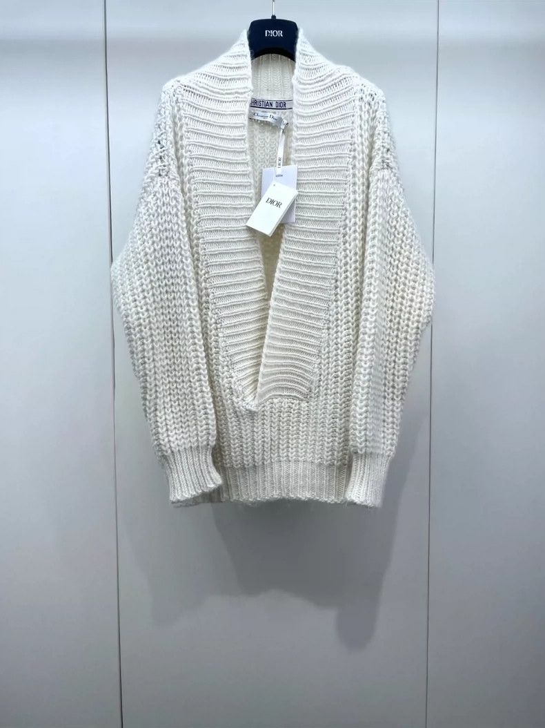 Dior Dior 24 large V-neck loose thick-line knitted sweaters Size XXS / US 00 / IT 34 - 1 Thumbnail