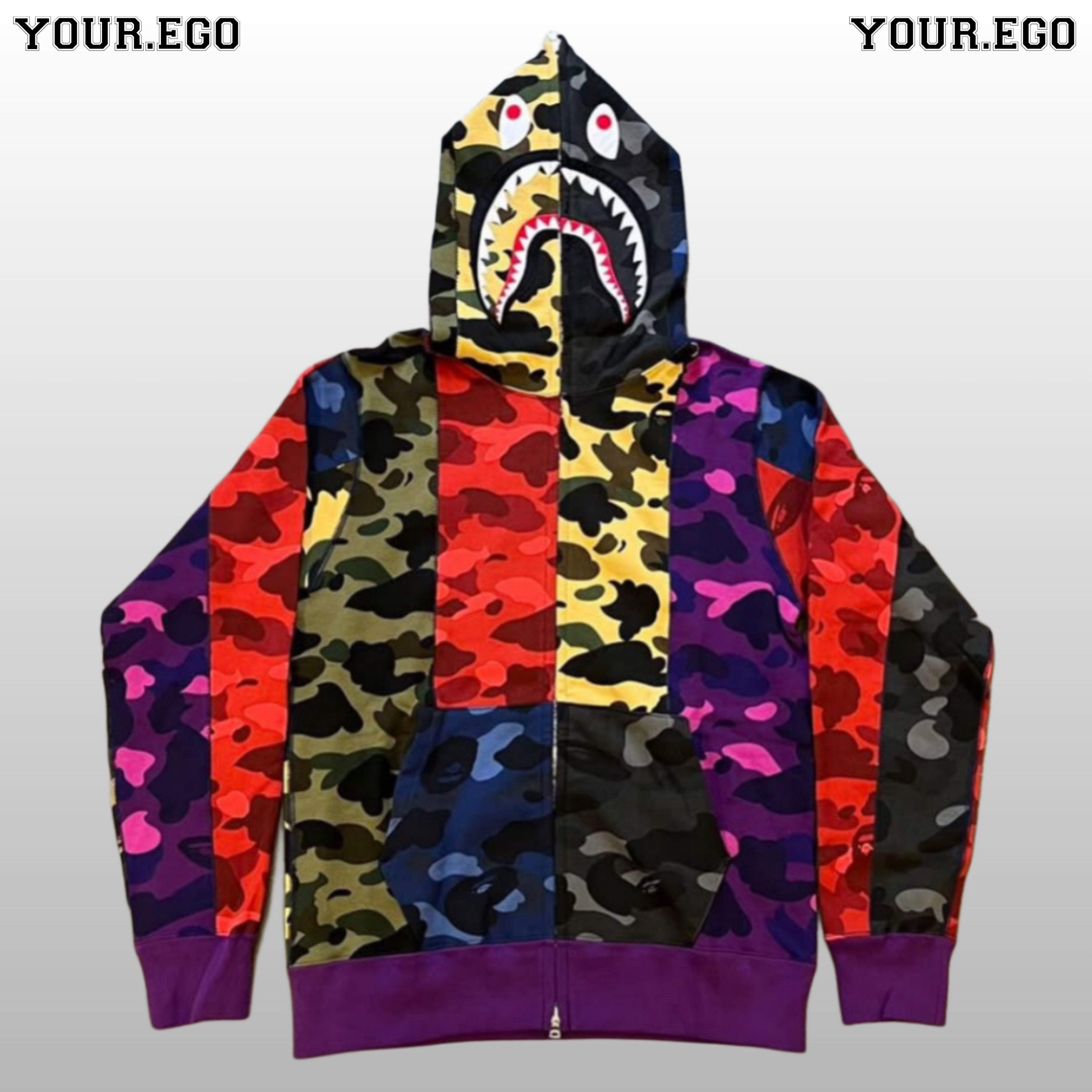 Bape Bape Mix Camo Shark Crazy Shark Full Zip Hoodie SS19 Size US L / EU 52-54 / 3 - 1 Thumbnail