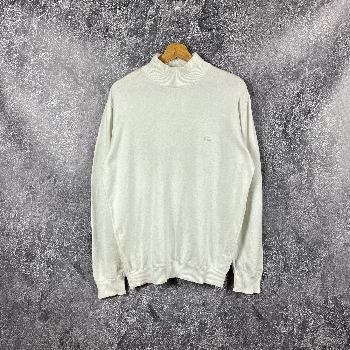 Vintage Lacoste Turtleneck Sweater Knitwear Vintage White Logo Grailed