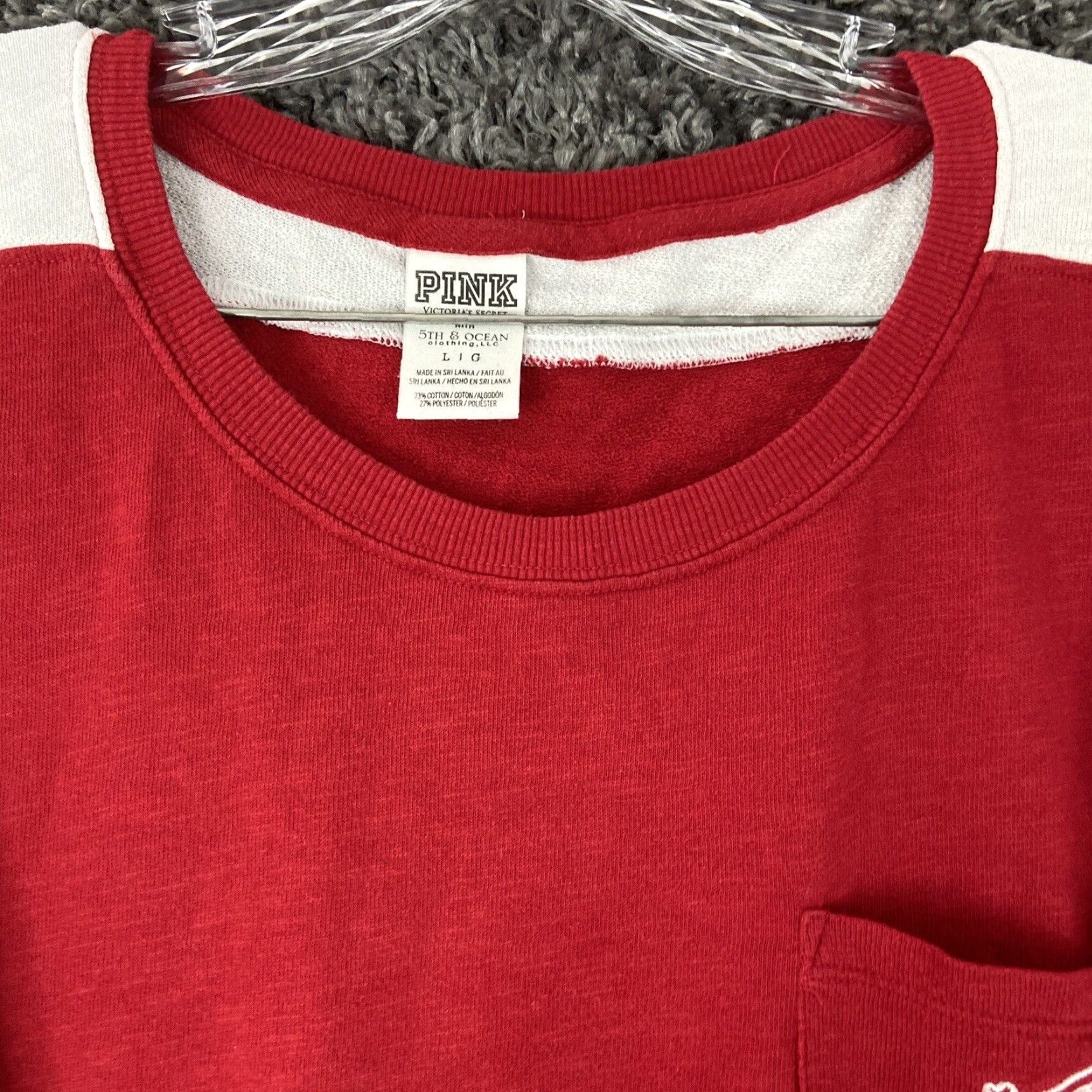 Victoria's Secret Victoria's Secret Long Sleeve Jersey Crewneck Red Pink White Adult Large Women's Size L / US 10 / IT 46 - 7 Thumbnail
