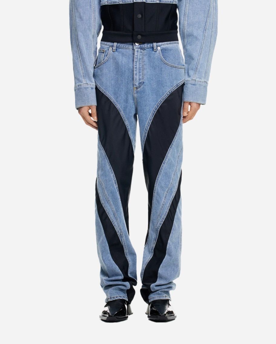 H&M × Mugler Thierry Mugler x HM Blue Spiral Panel Jeans Mens Denim Pants Size US 34 / EU 50 - 12 Thumbnail