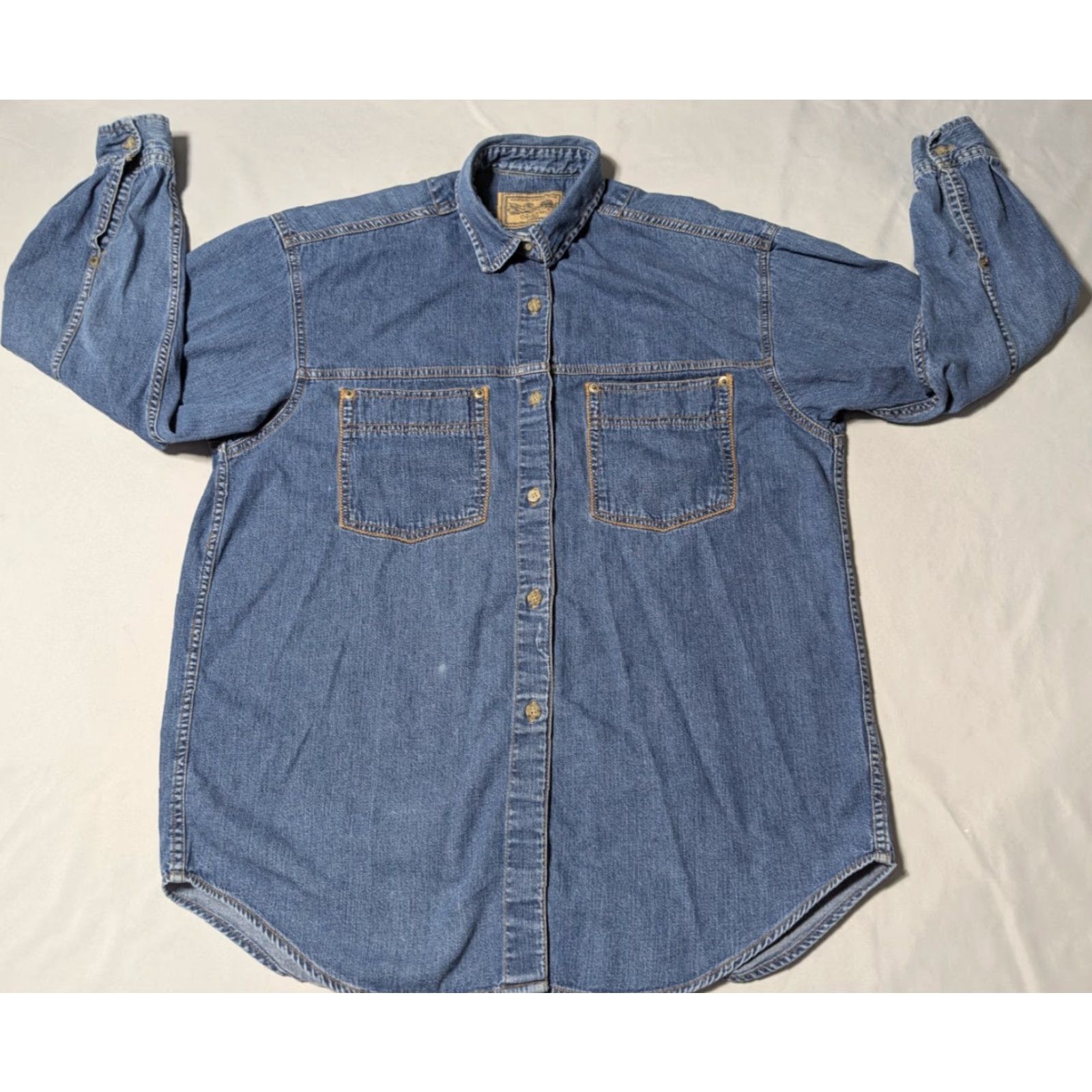 Calvin Klein VINTAGE CALVIN KLEIN Denim Shirt Womens Medium Blue 80s Western Button-Up Size M / US 6-8 / IT 42-44 - 7 Thumbnail