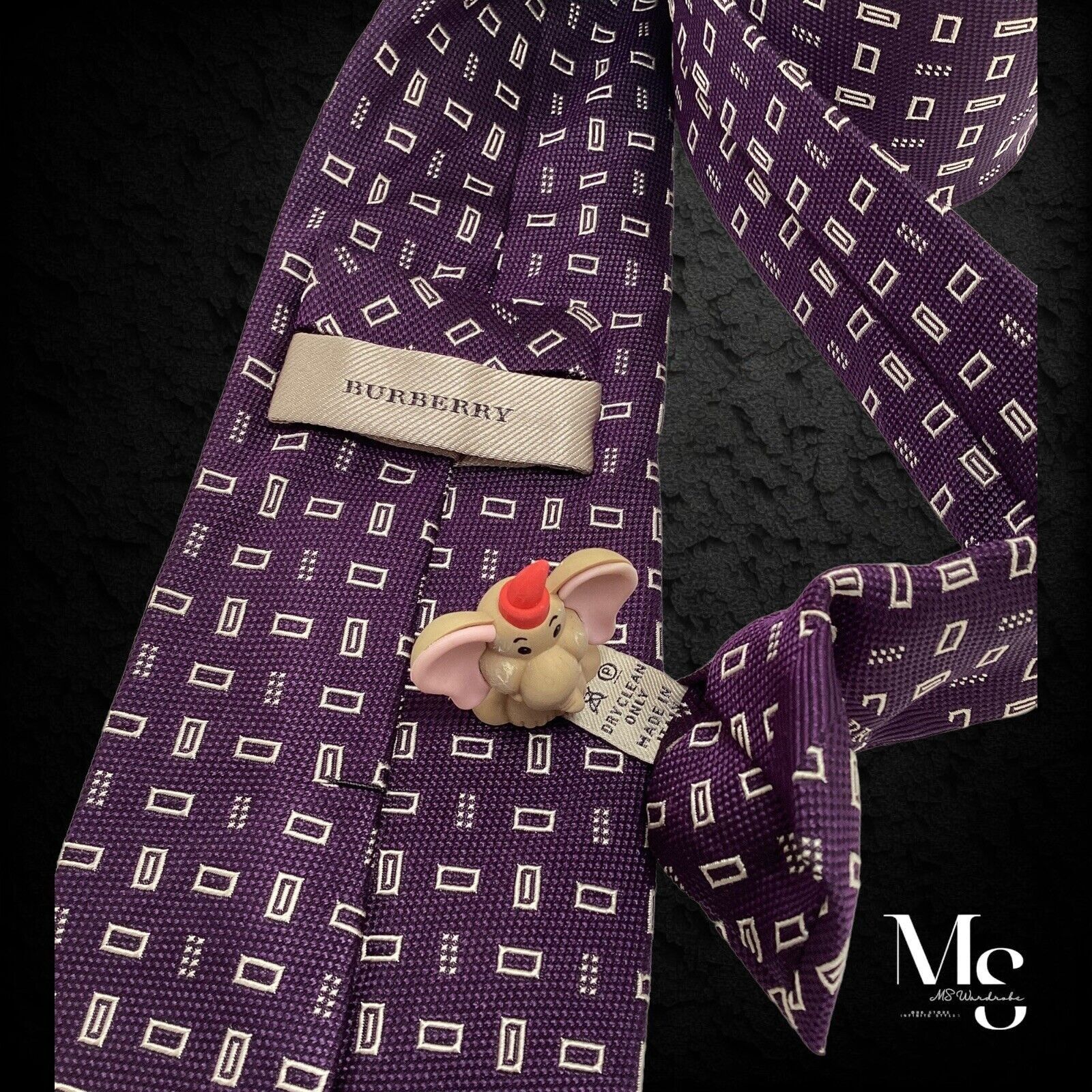 Burberry BURBERRY XL Purple Geometric Luxury Silk Tie Italy W:3.5" EC Size ONE SIZE - 4 Thumbnail