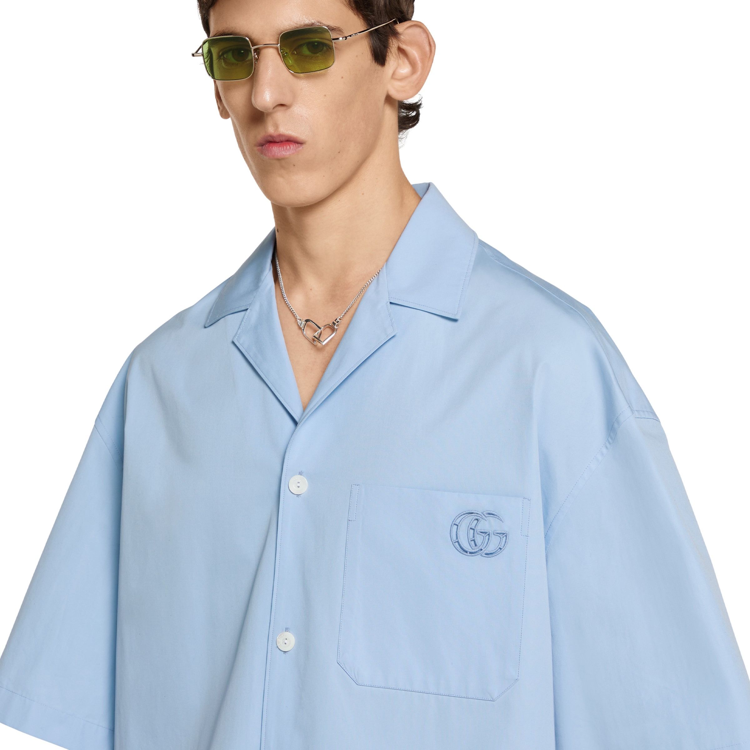 Gucci o1la5ras0426 Cotton Poplin Shirt in Blue Size US L / EU 52-54 / 3 - 5 Thumbnail