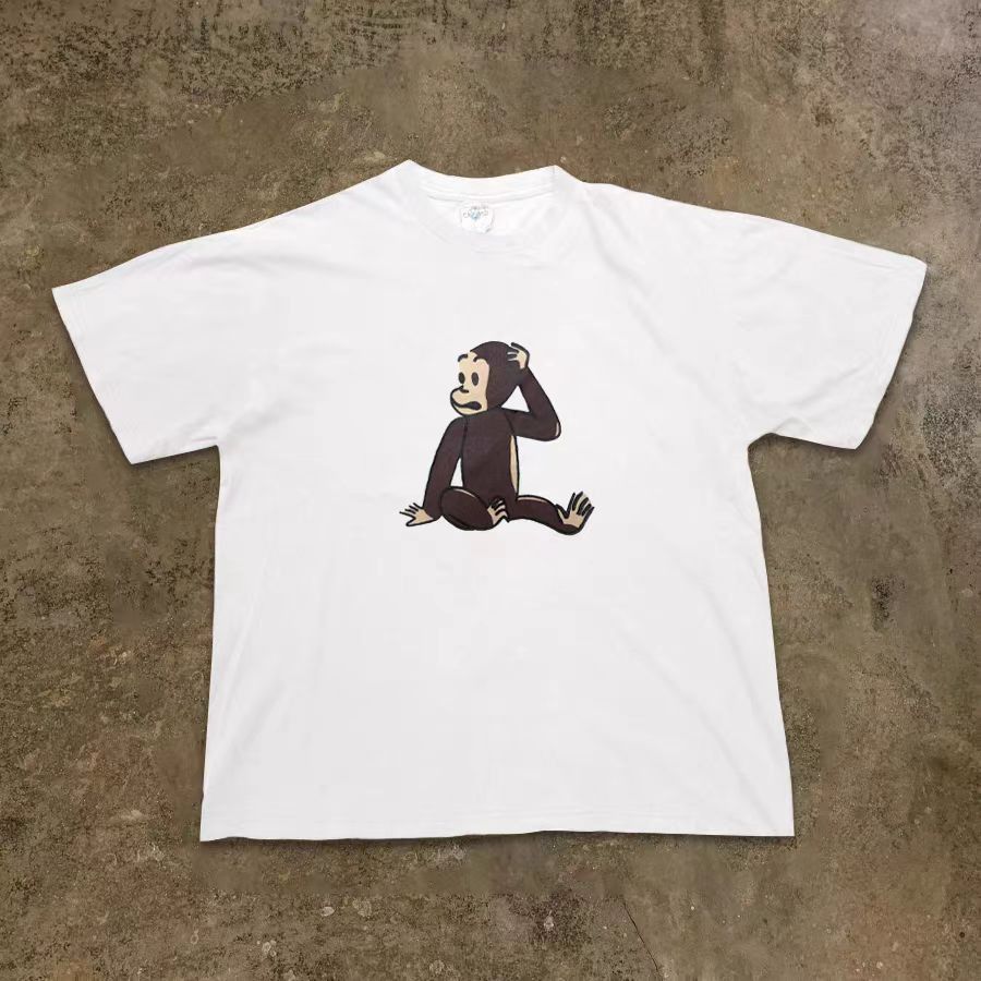 Vintage White loose casual monkey print t-shirt Size US M / EU 48-50 / 2 - 1 Thumbnail