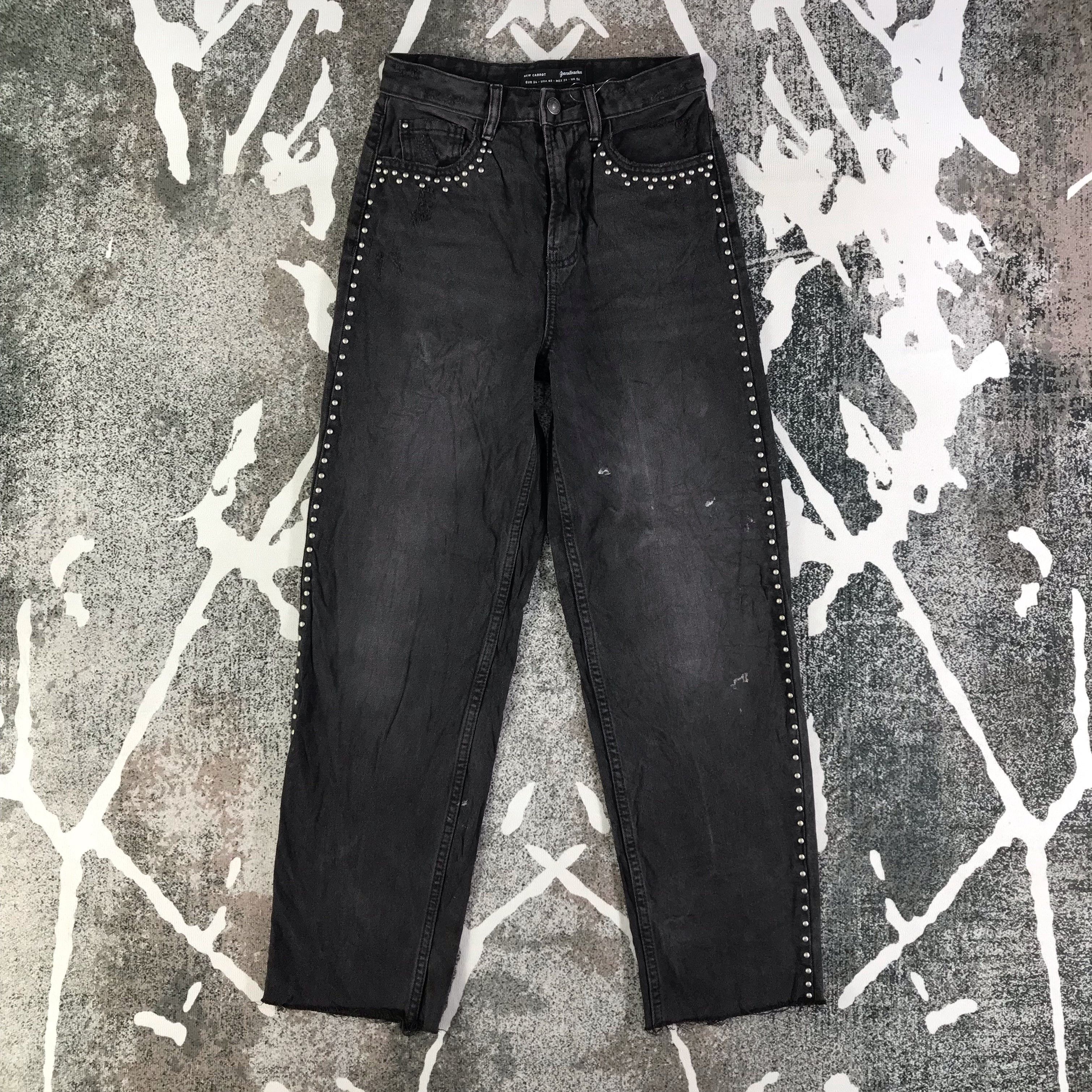 Japanese Brand Stradivarius Faded Black Jeans Punk Denim Size 26" / US 2 / IT 38 - 1 Thumbnail